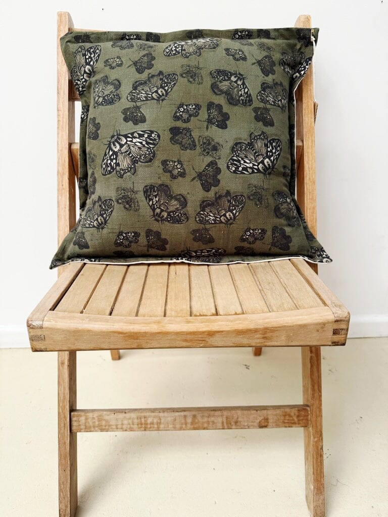 Organic Linen/Hemp Cushion - Moss Moth Cushions The Spotted Quoll 45 x 45cm 