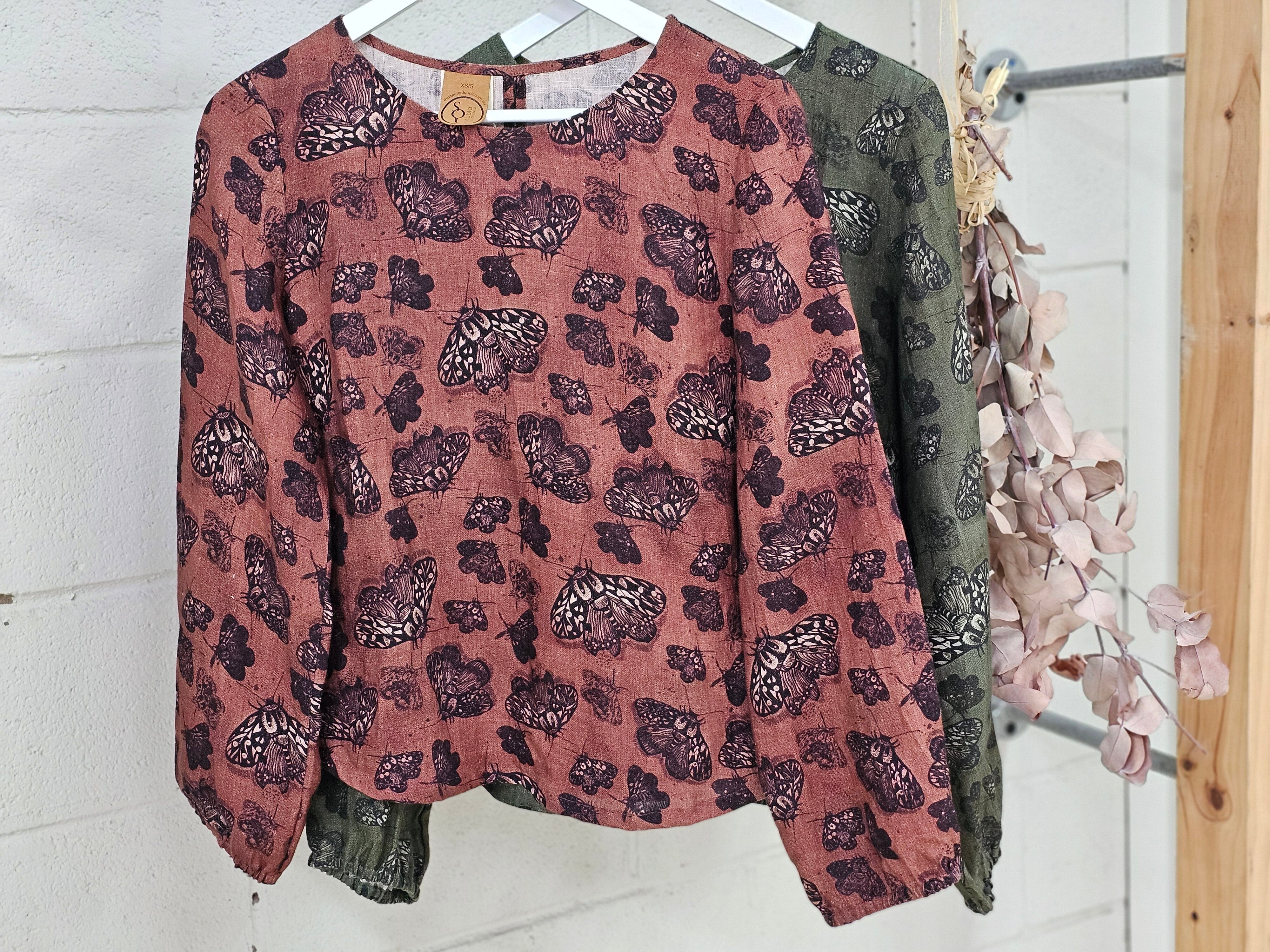 Lady Jane Organic Pure Linen Blouse - Cocoa Moth top The Spotted Quoll 