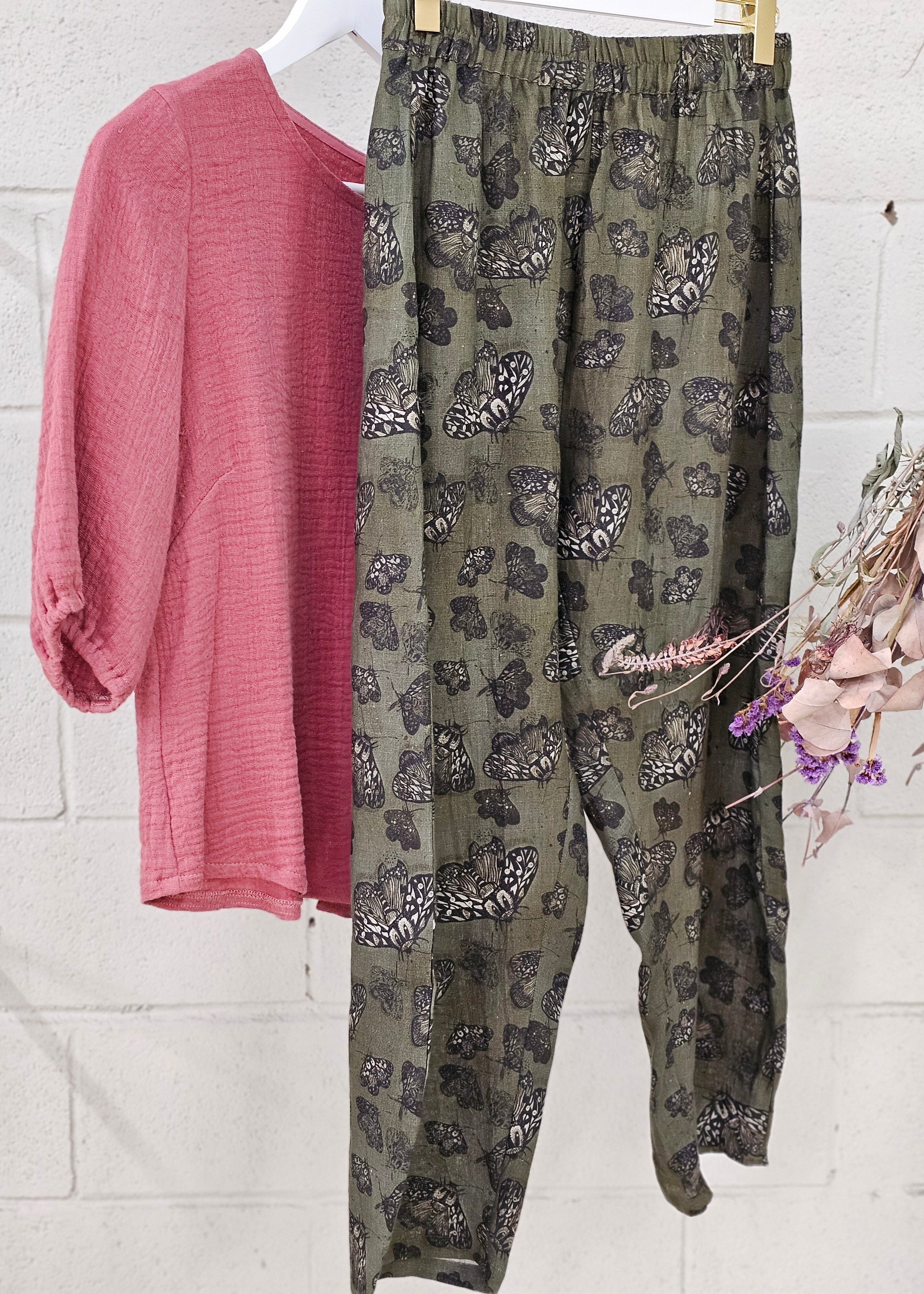 Boss Pant Organic 100% Linen - Moss Moth Pants The Spotted Quoll 