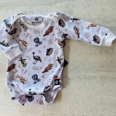Baby Bodysuits - Worm Wear Tasmania Bodysuits Worm Wear Tasmania 000 Bodysuit Australian Baby Animals White