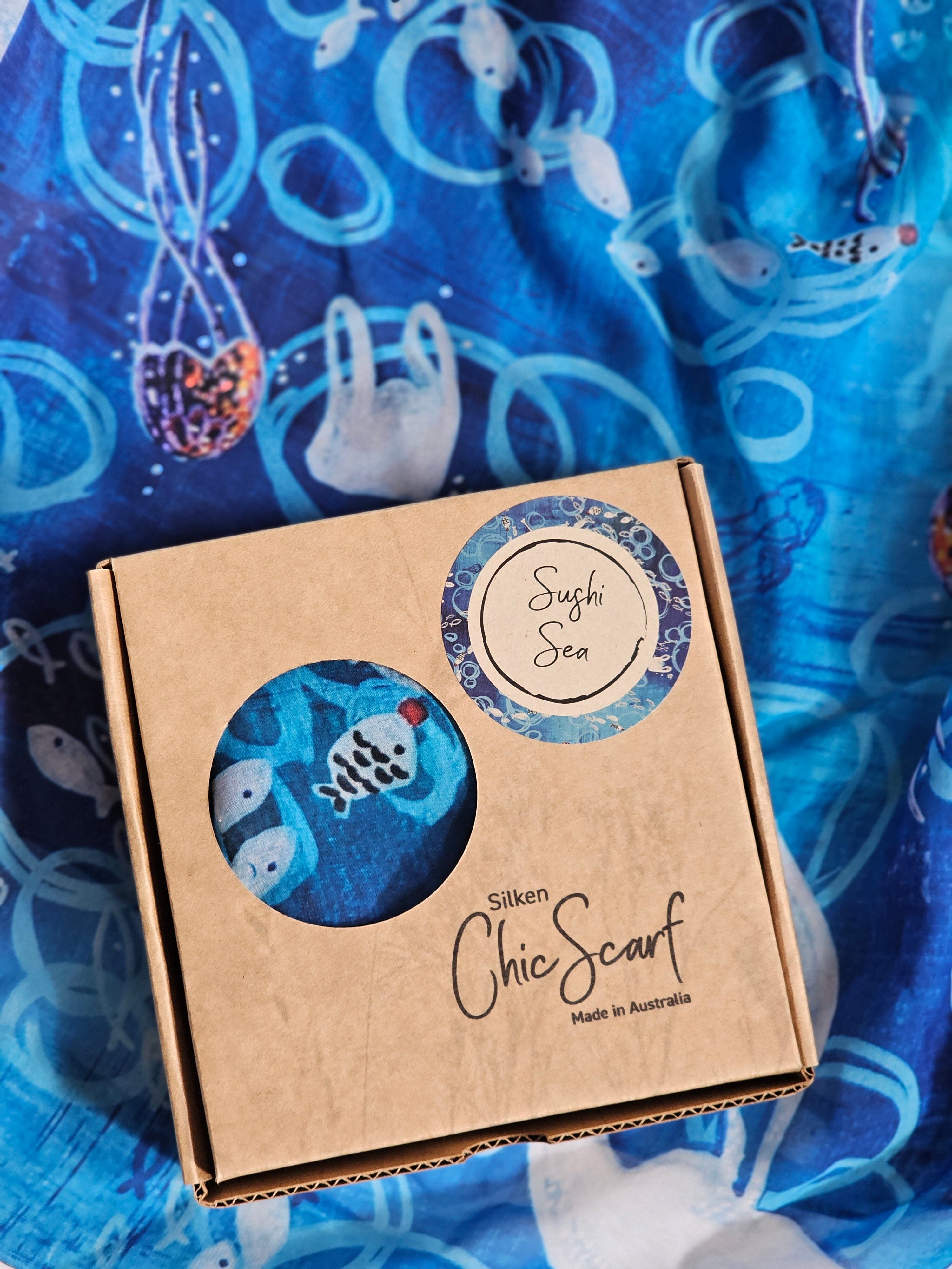 Silken Chic Scarves - Sushi Sea Scarf The Spotted Quoll Studio 