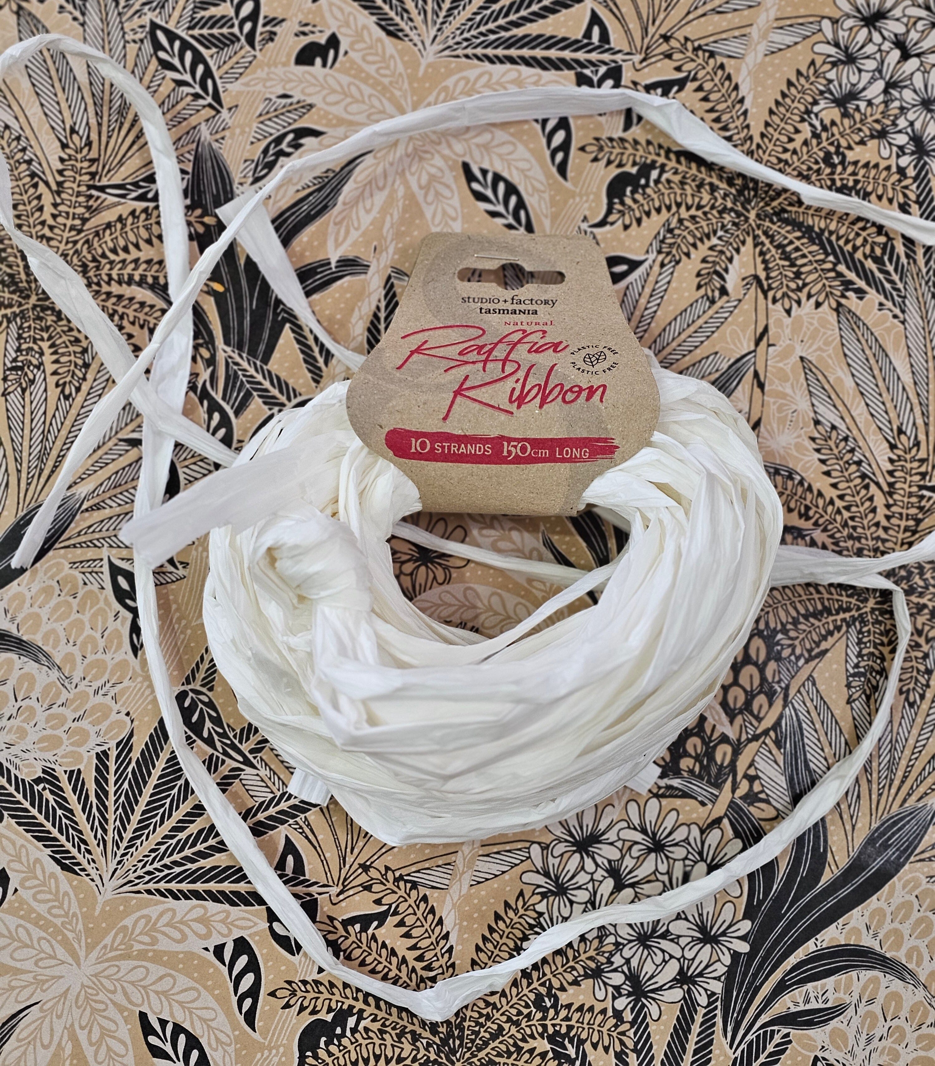 Natural Raffia Ribbon - Gift Wrapping Gift Tags & Labels The Spotted Quoll Snow 