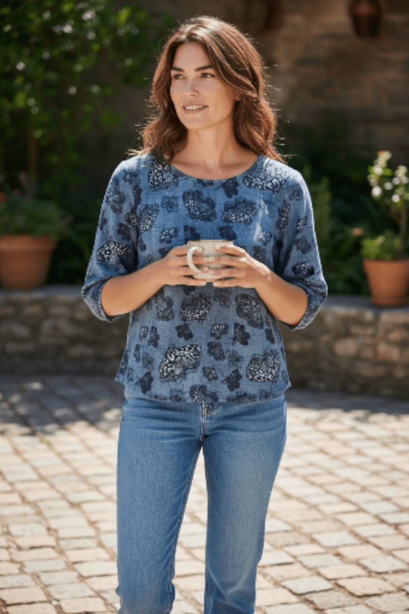 Lady Jane Organic Cotton DM Blouse - Slate Moth top The Spotted Quoll 