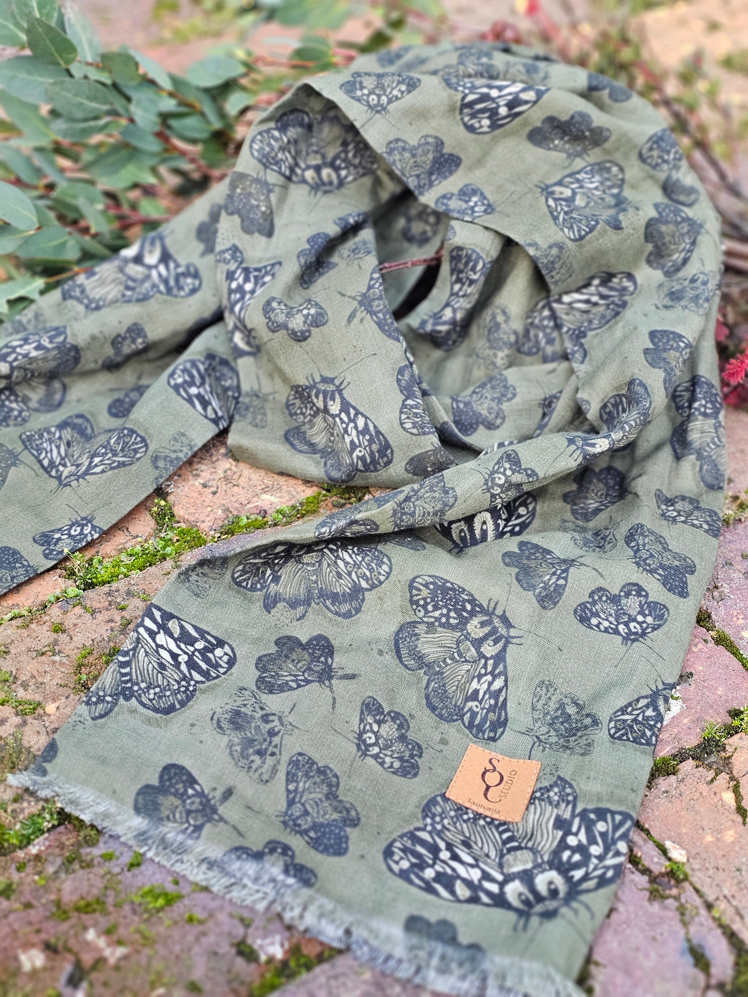 Moss Moth Organic Cotton Scarf scarf The Spotted Quoll 