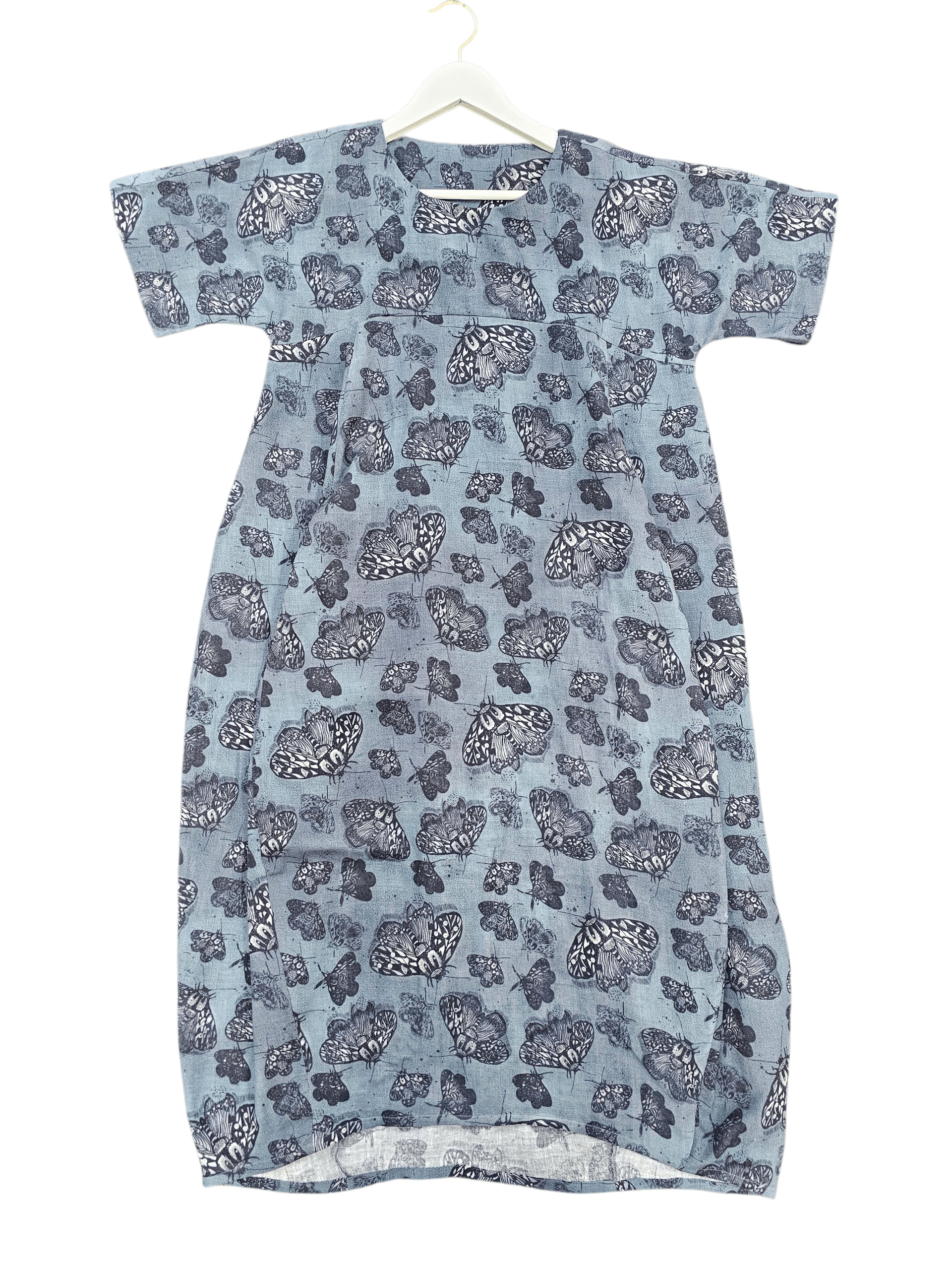 Cocoon Dress Organic Cotton DM -Slate Moth Dress The Spotted Quoll 
