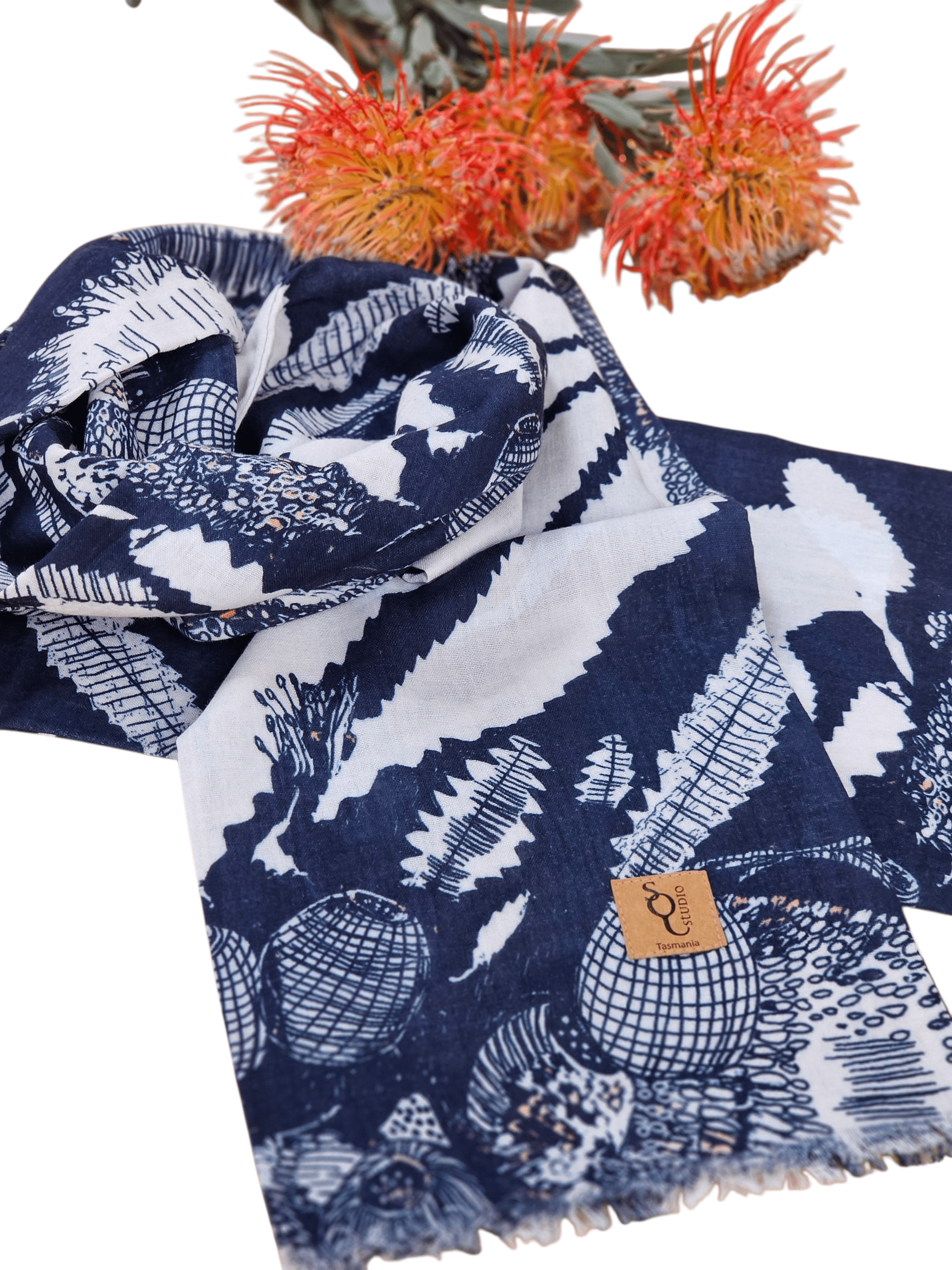 Original Sawtooth Banksia Organic Cotton Scarf scarf The Spotted Quoll 
