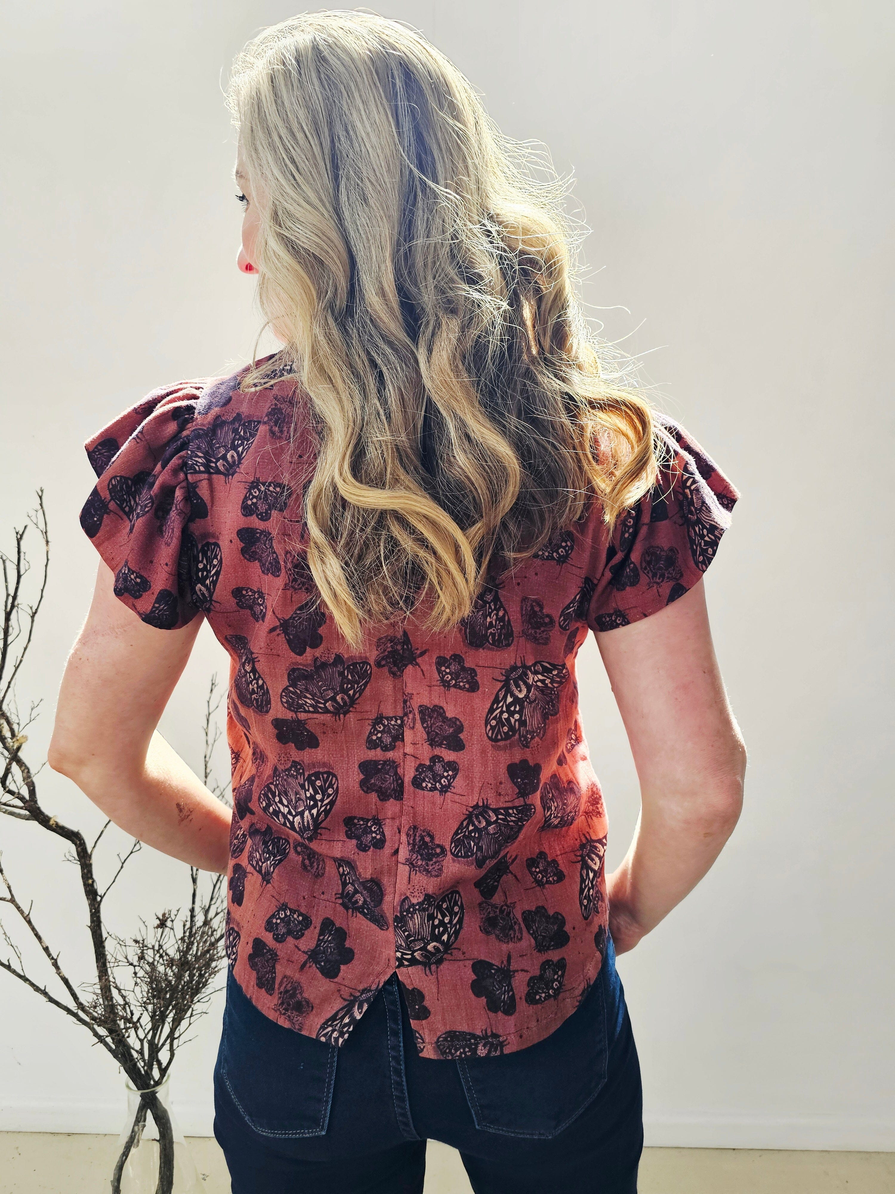 Flutter Top Organic Cotton DM - Cocoa Moth top The Spotted Quoll 