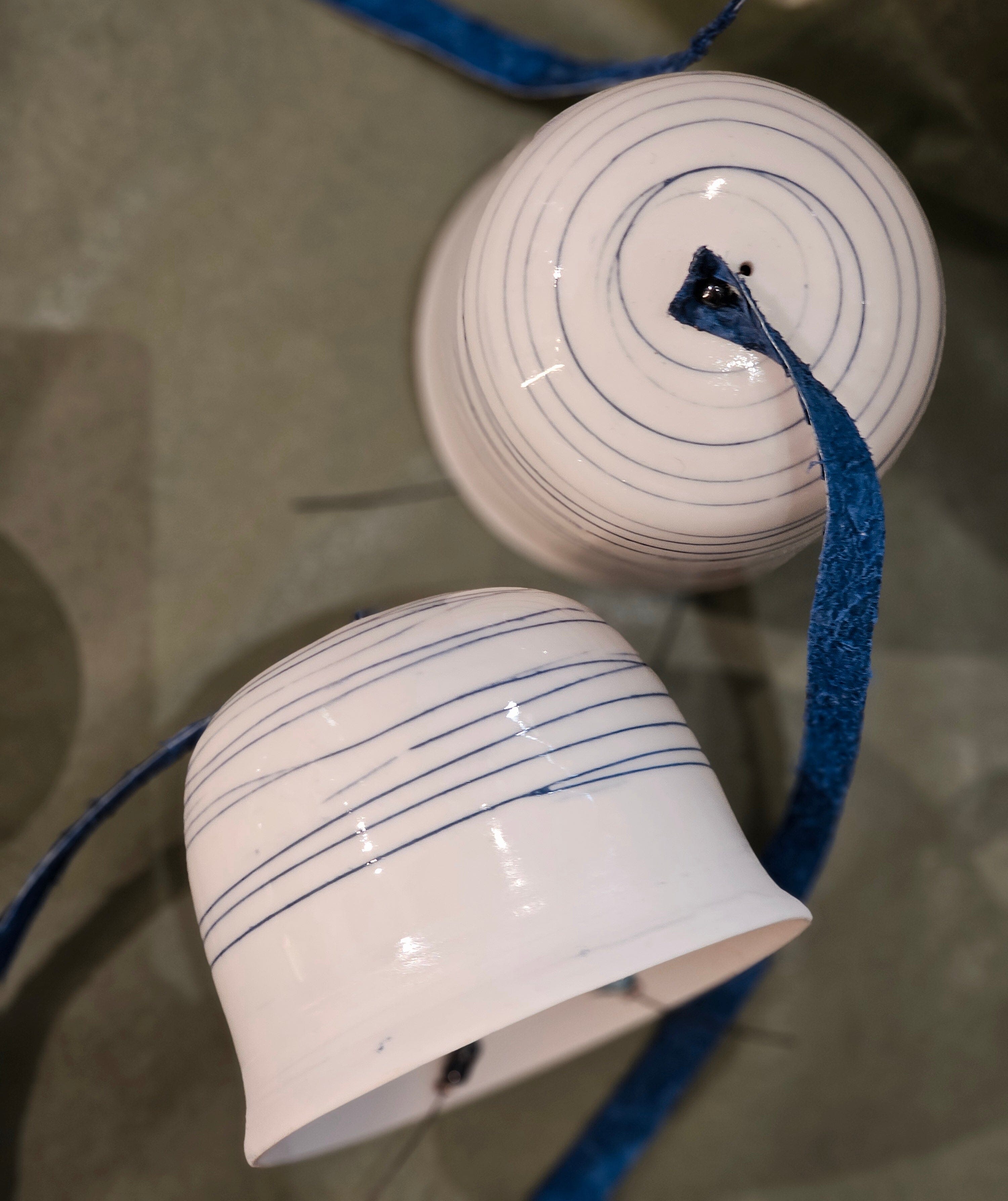 Arny Gyda Porcelain Bells - Tasmania ceramics Arny Gyda Indigo Snow Flake 2 