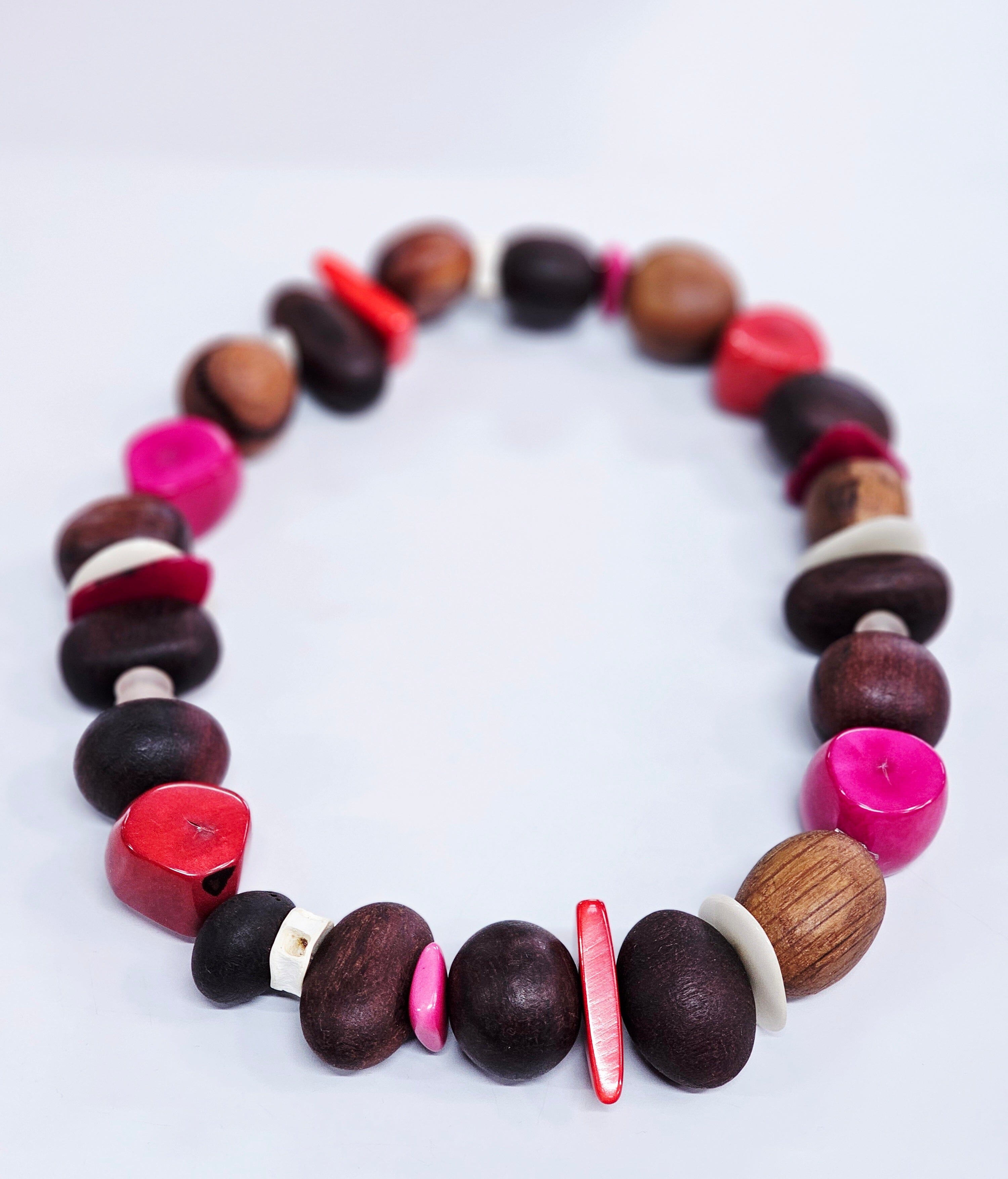 Eco Bead Necklace - Fakington Wild Eco Beads The Spotted Quoll Berry Fire 