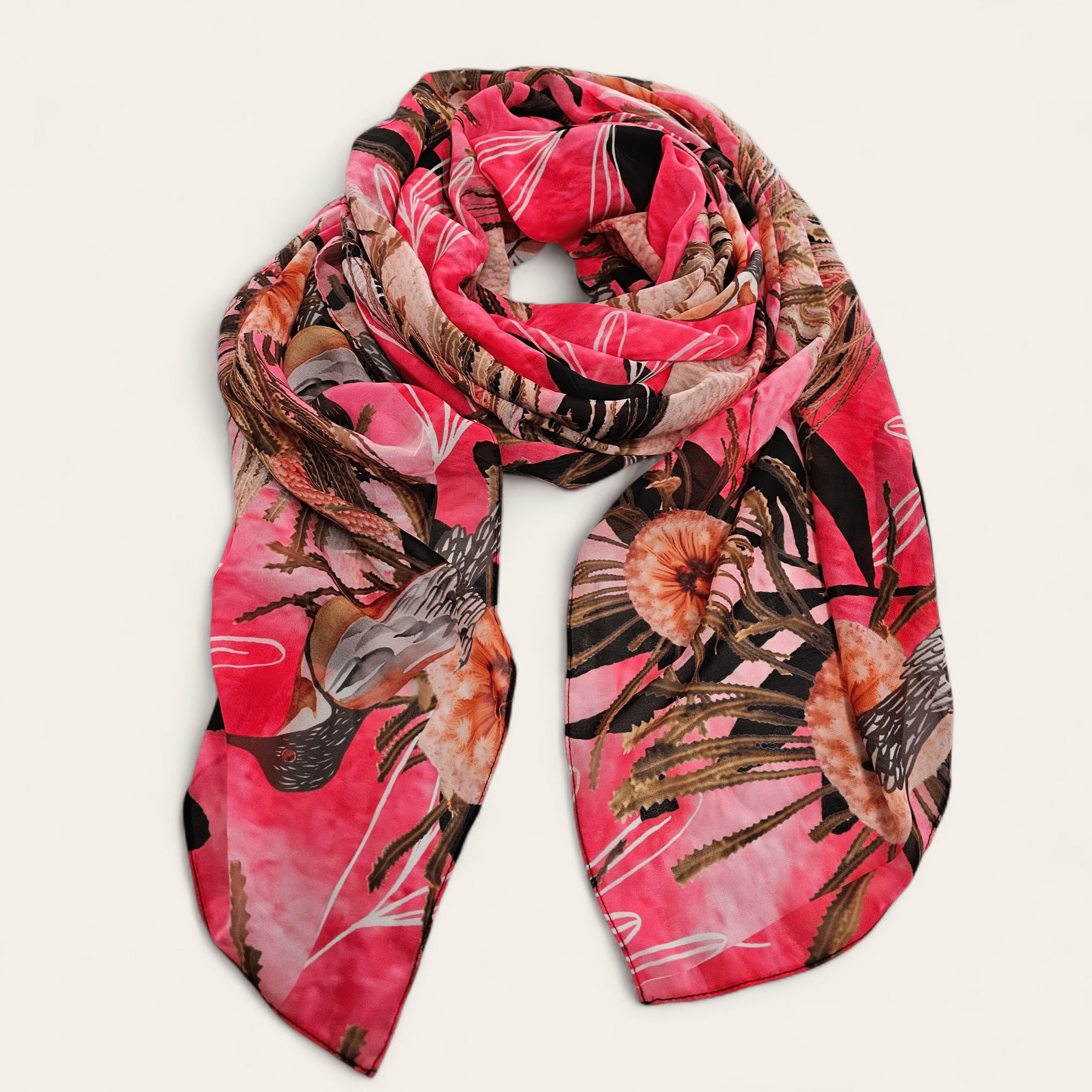 Silken Chic Scarves - Pink Summer Bouquet Scarf The Spotted Quoll Studio 