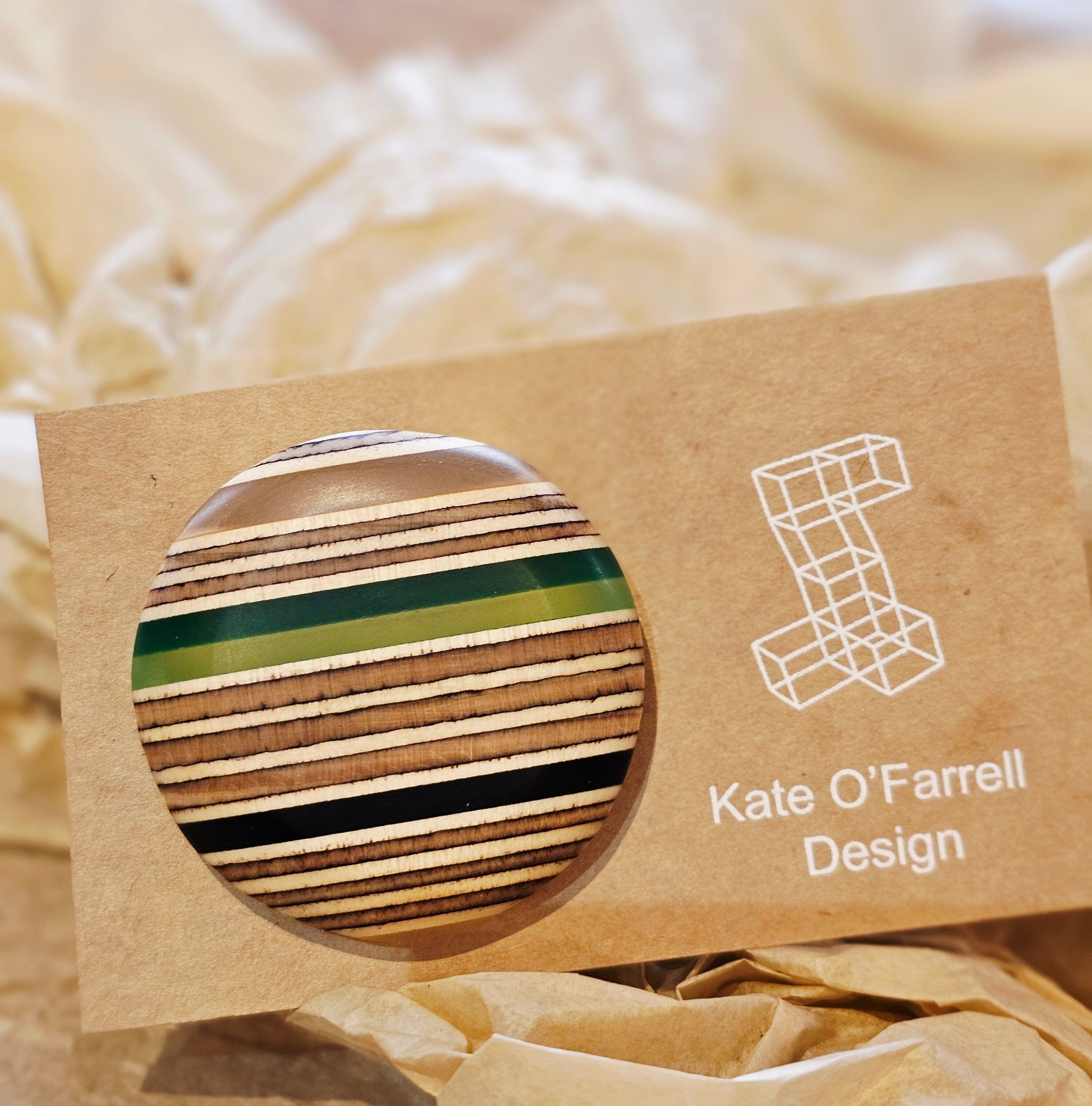 Tasmanian Timber Jewellery - Kate O'Farrell Design Bangle Kate O' Farrell Acrylic & Plywood Round Green 