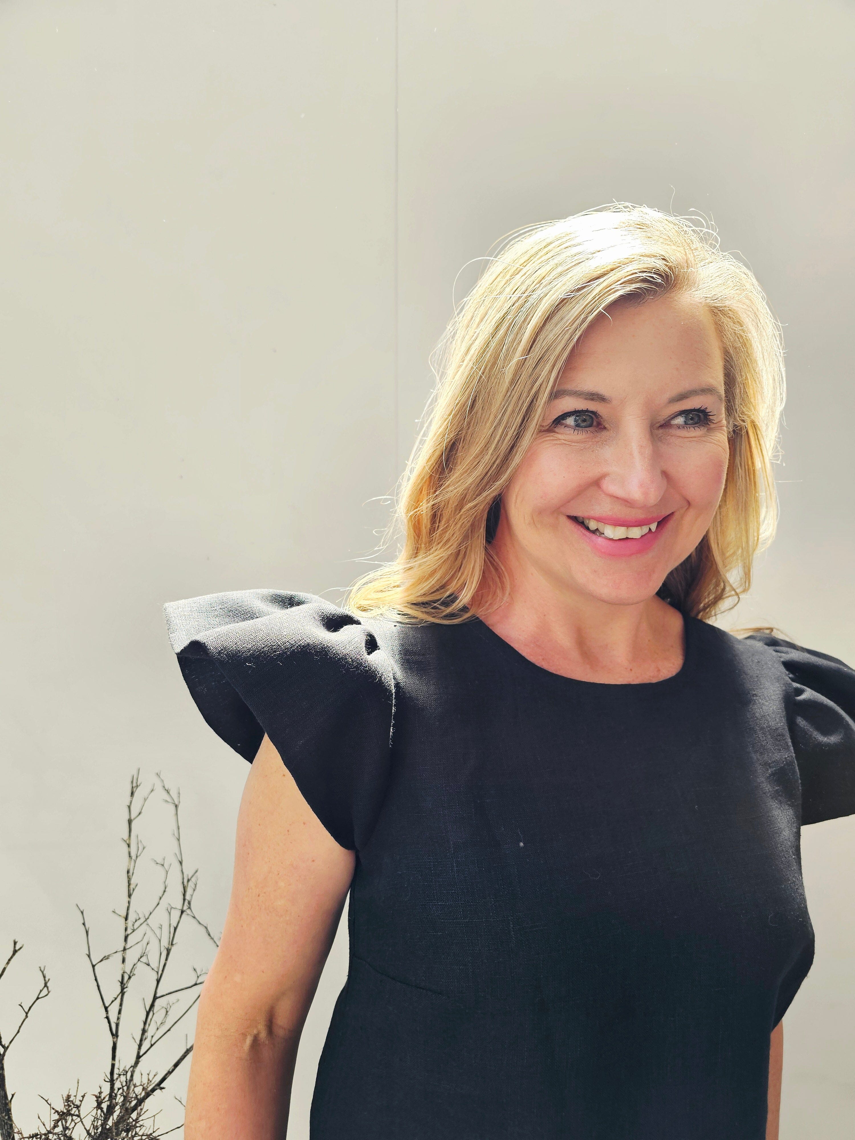 Flutter Top - Black Organic Linen top The Spotted Quoll 