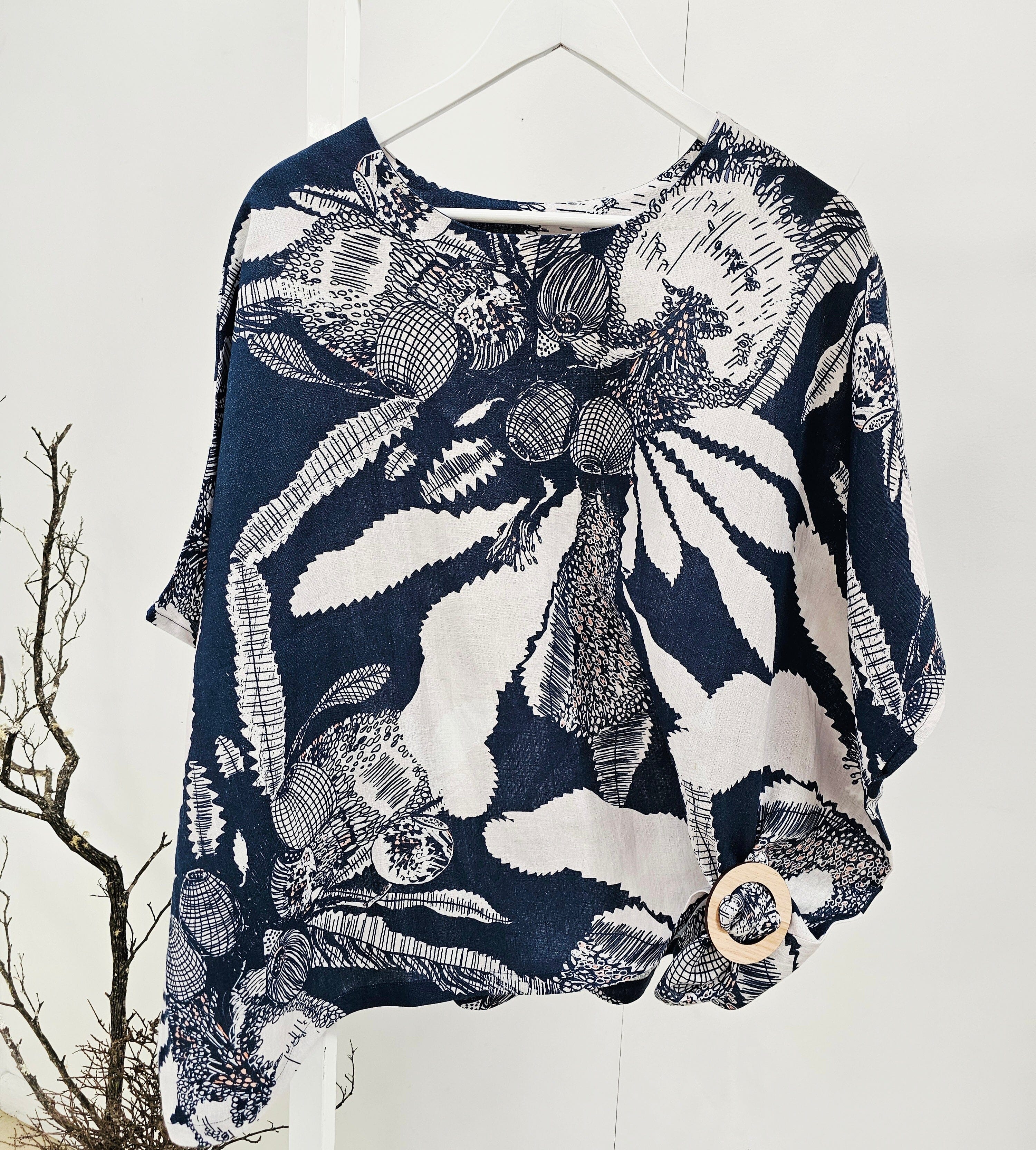 Freedom Top Pure Linen - Original Sawtooth Banksia Top The Spotted Quoll 