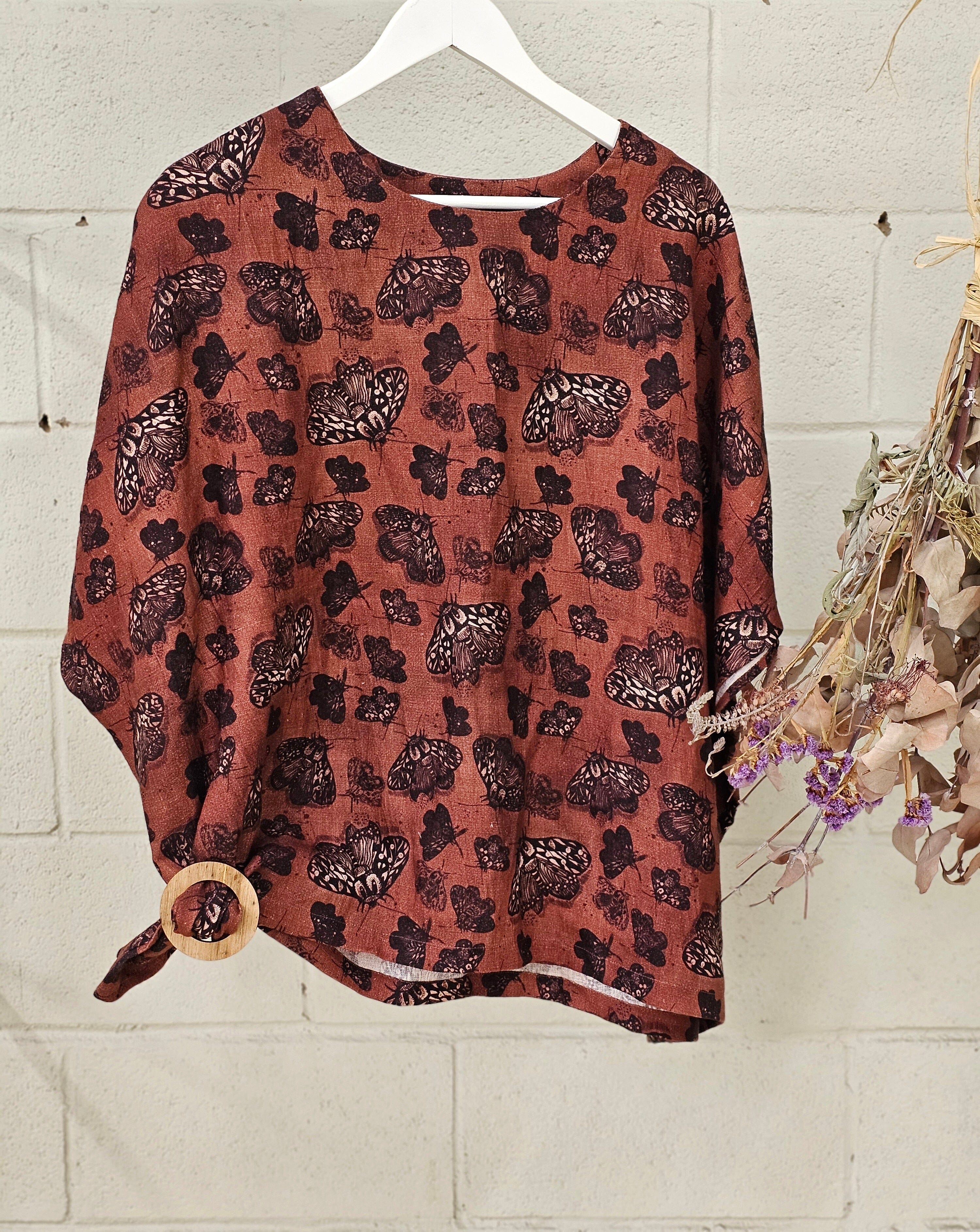 Freedom Top Pure Linen - Cocoa Moth Top The Spotted Quoll 