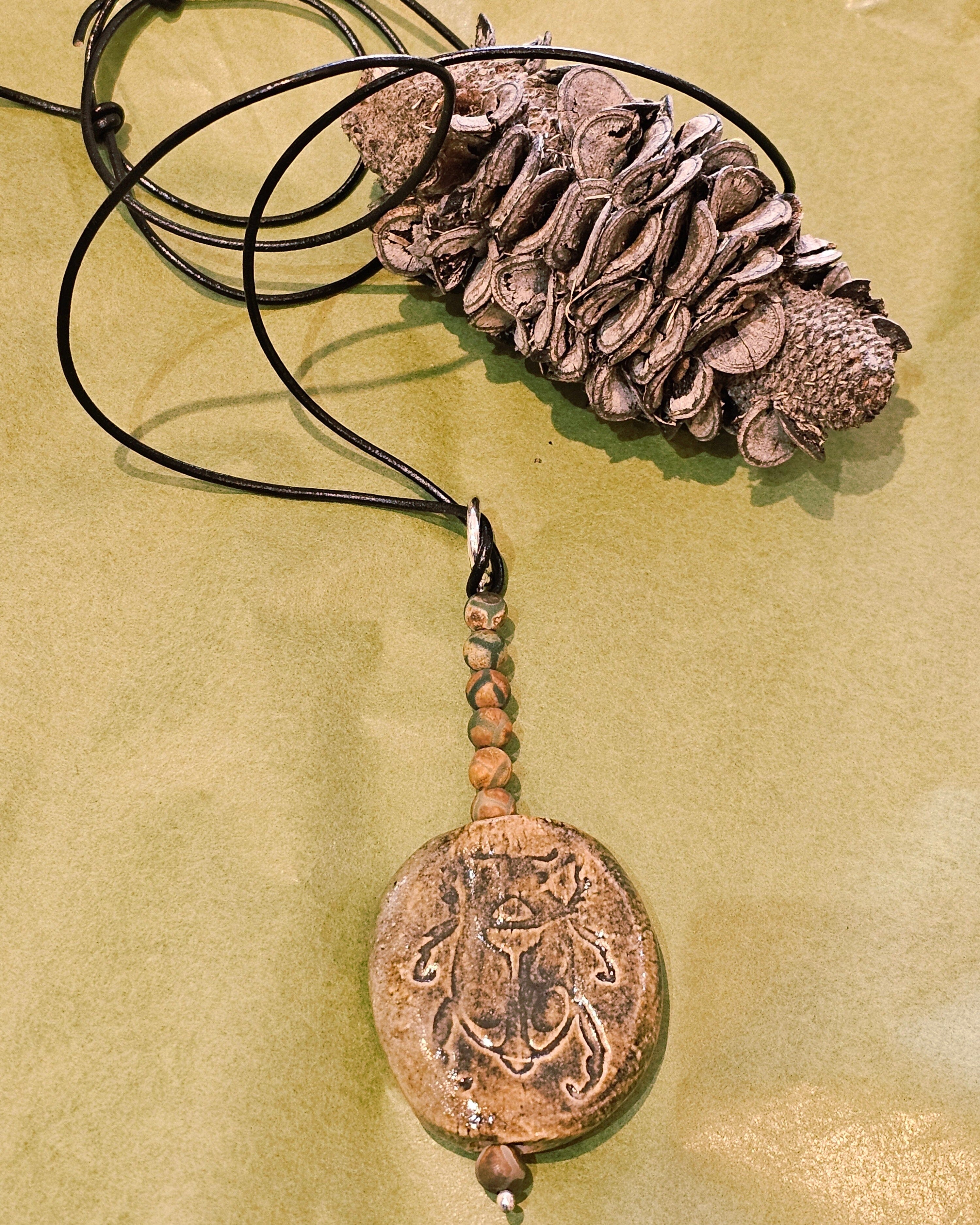 Ceramic & Silver Jewellery - Forest Floor Earrings Jillian Jak & Meek Mud Don't Bug Me Adjustable Pendant 