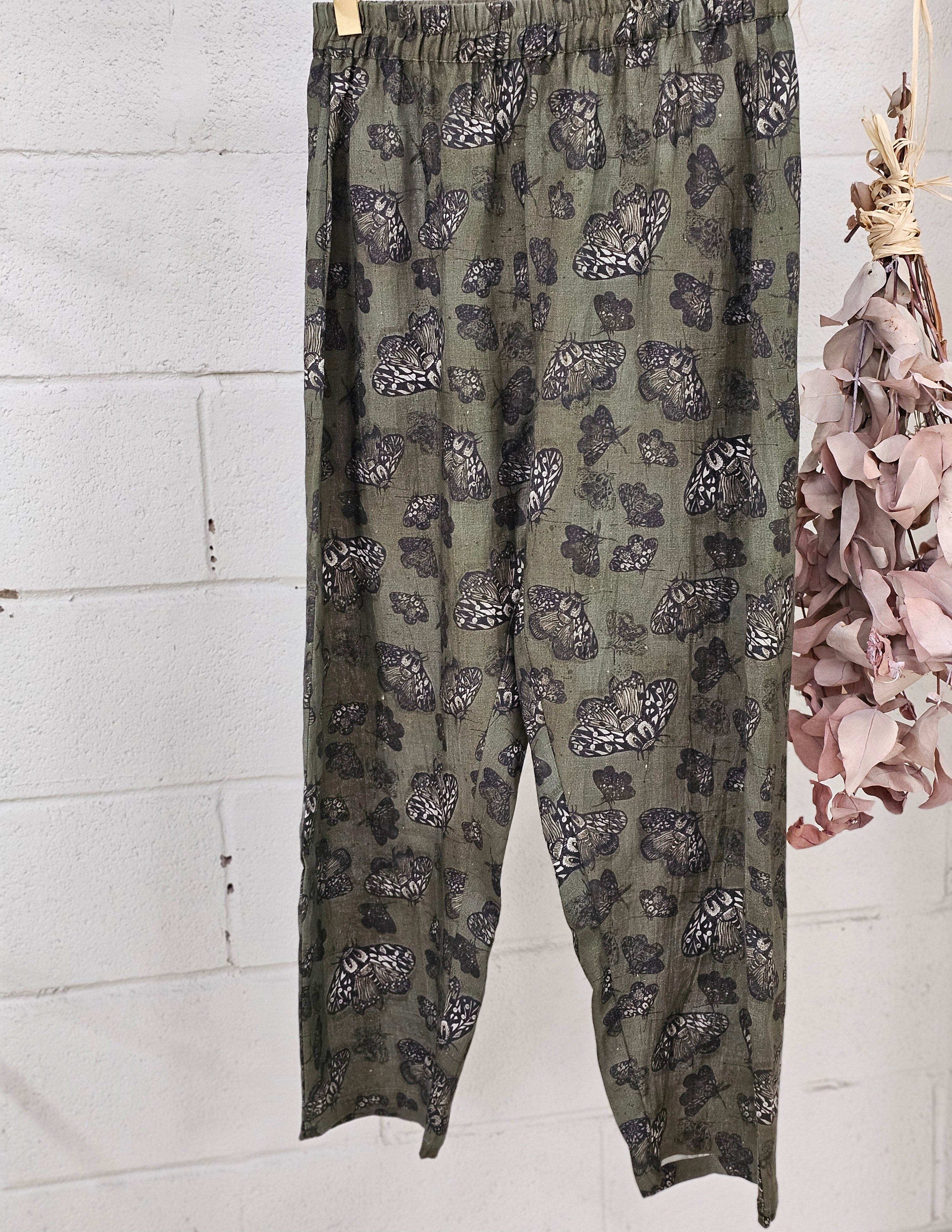 Boss Pant Organic 100% Linen - Moss Moth Pants The Spotted Quoll 