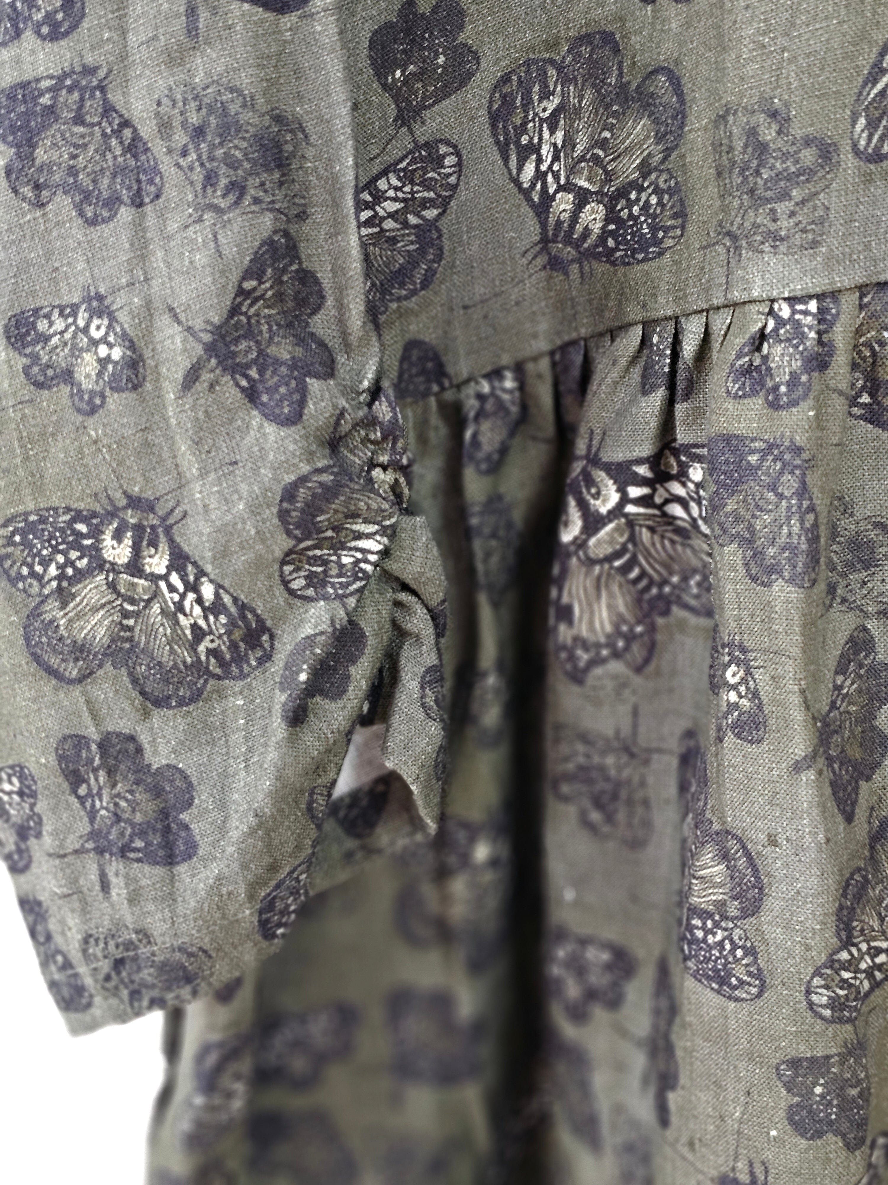 Organic Linen Peasant Dress - Moss Moth Dresses The Spotted Quoll 