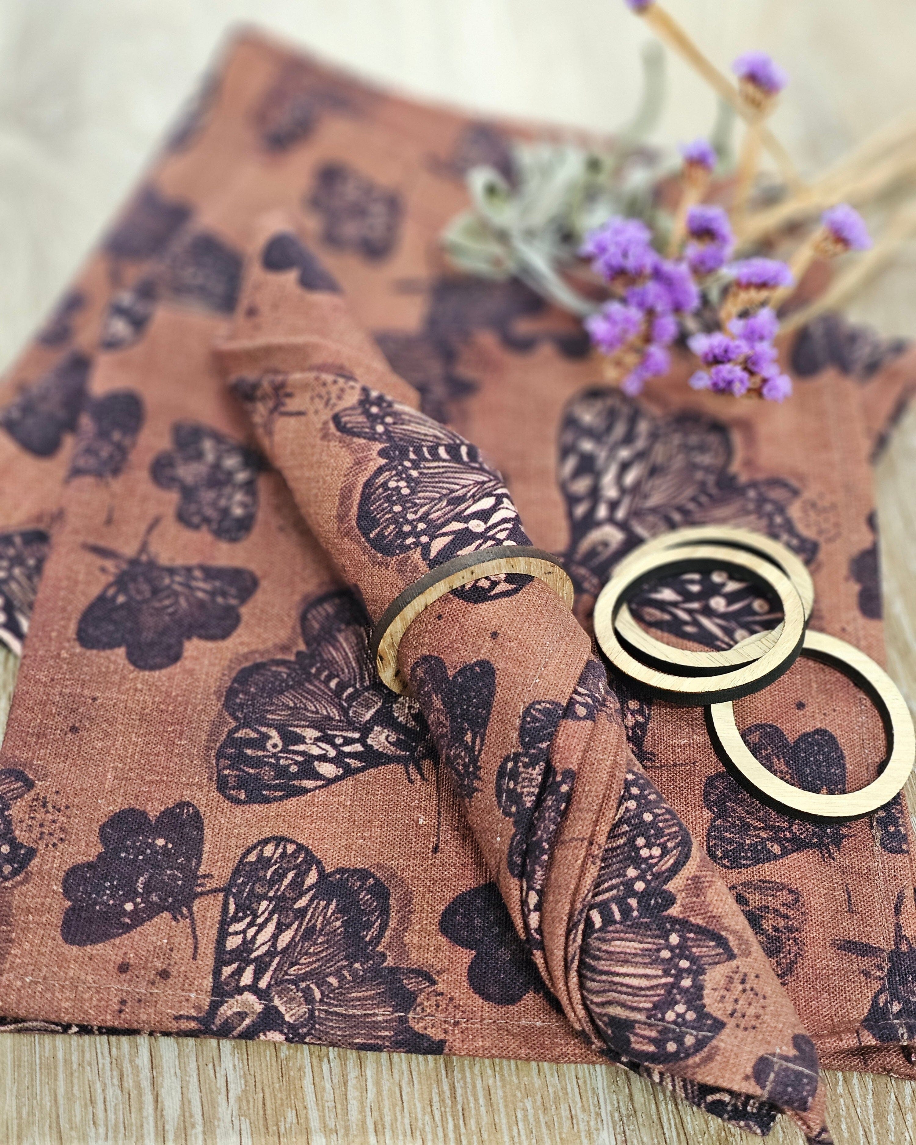 Organic Linen Table Runner - Cocoa Moth table runners The Spotted Quoll 