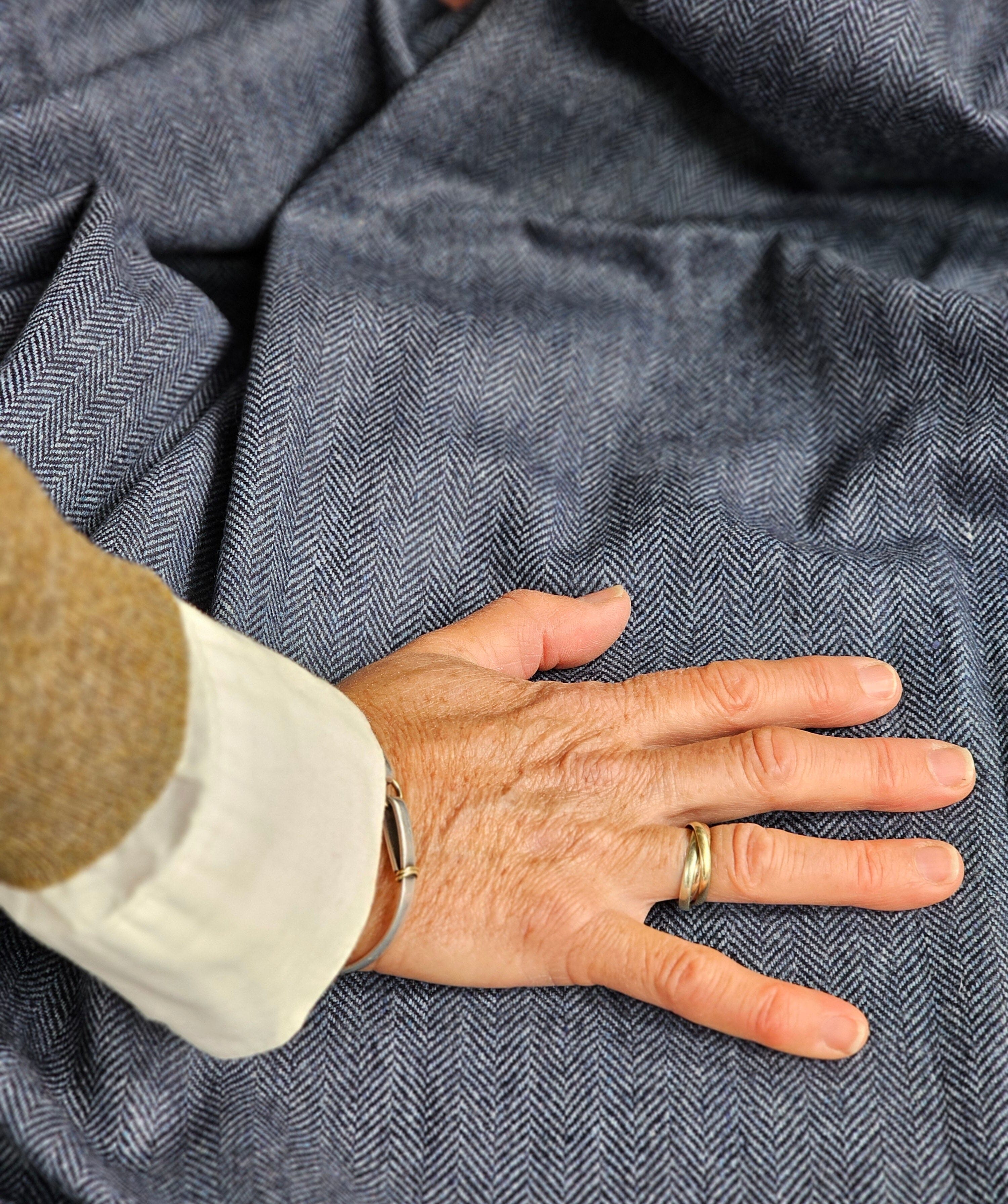 Fabric Organic Felt Wool - By The Metre fabric The Spotted Quoll Studio .5M Duckegg Fine Herringbone 