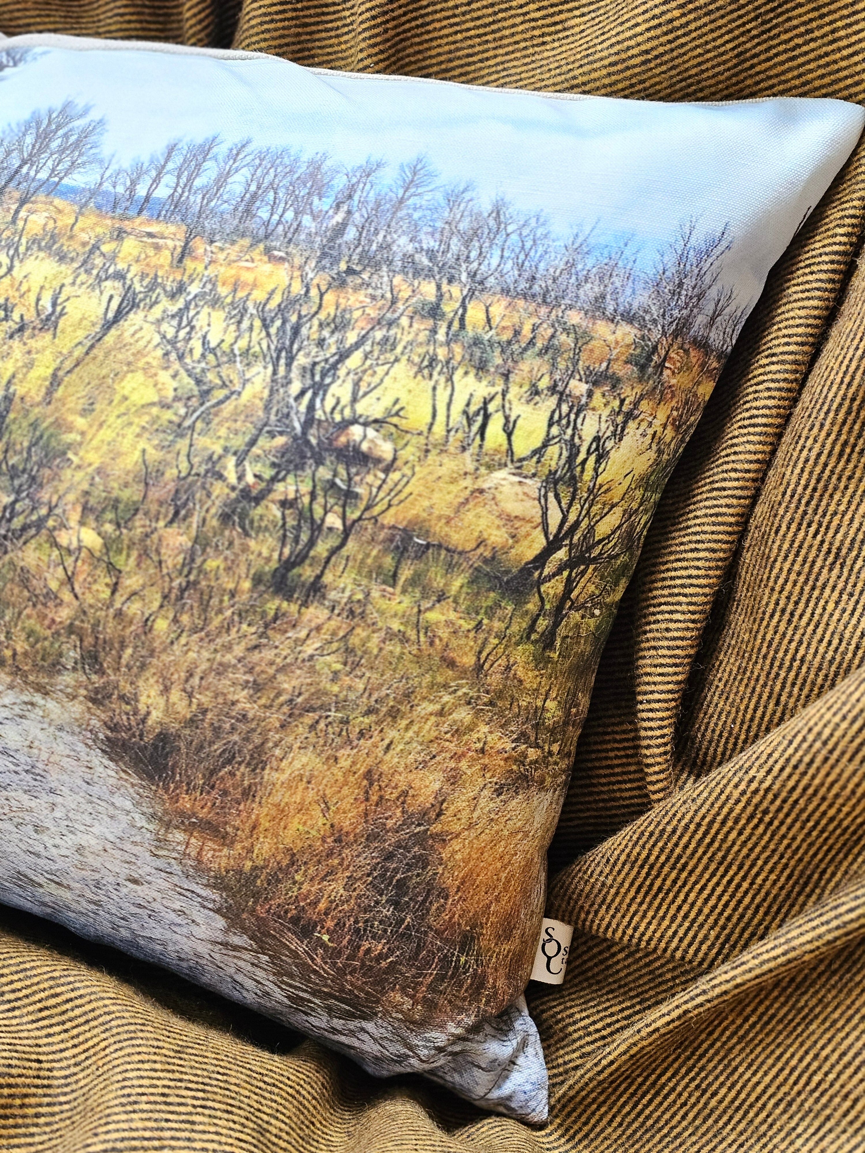 Printed Canvas Cushion - Where We Wander Cushions The Spotted Quoll 