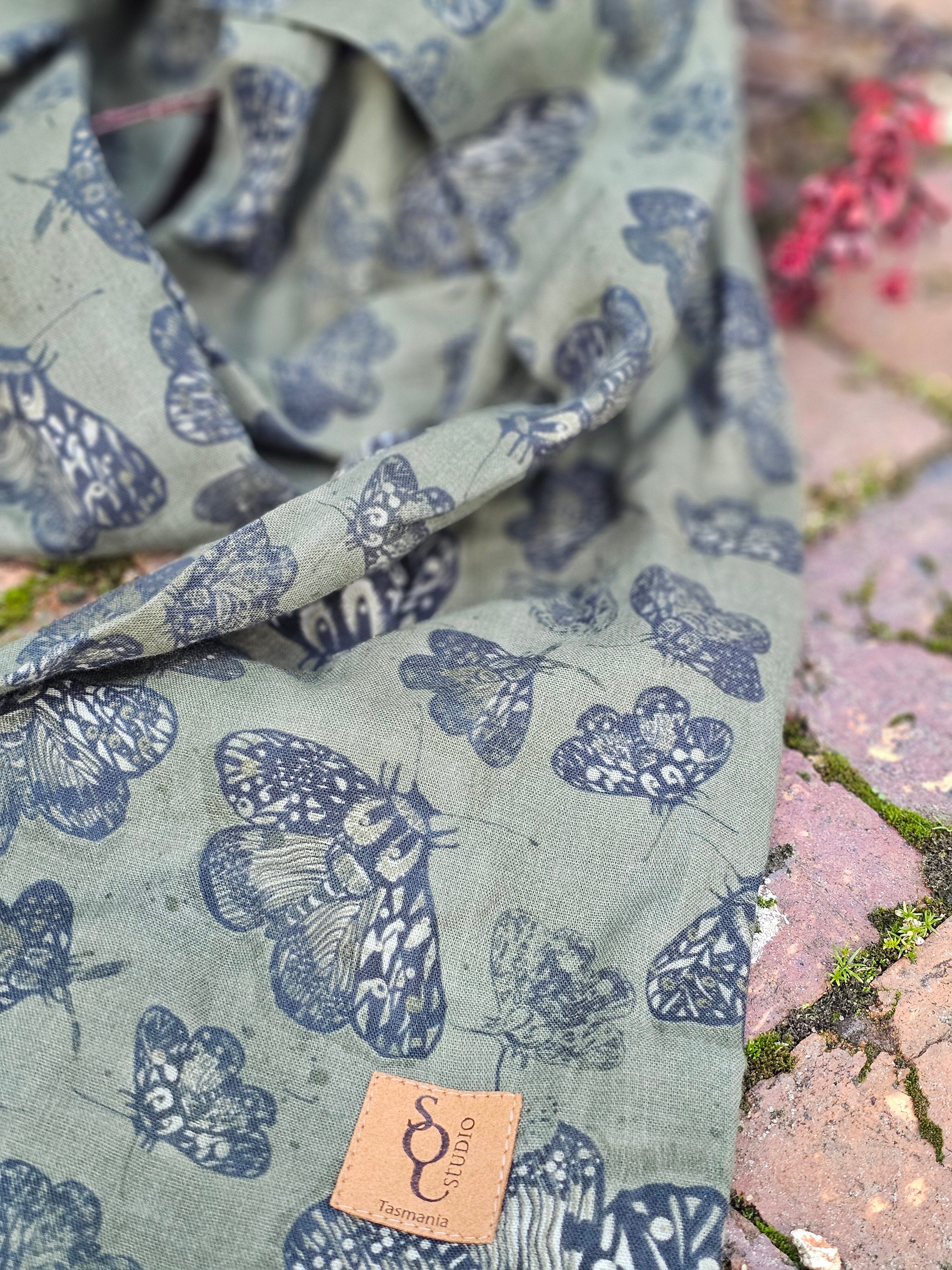 Moss Moth Organic Cotton Scarf scarf The Spotted Quoll 