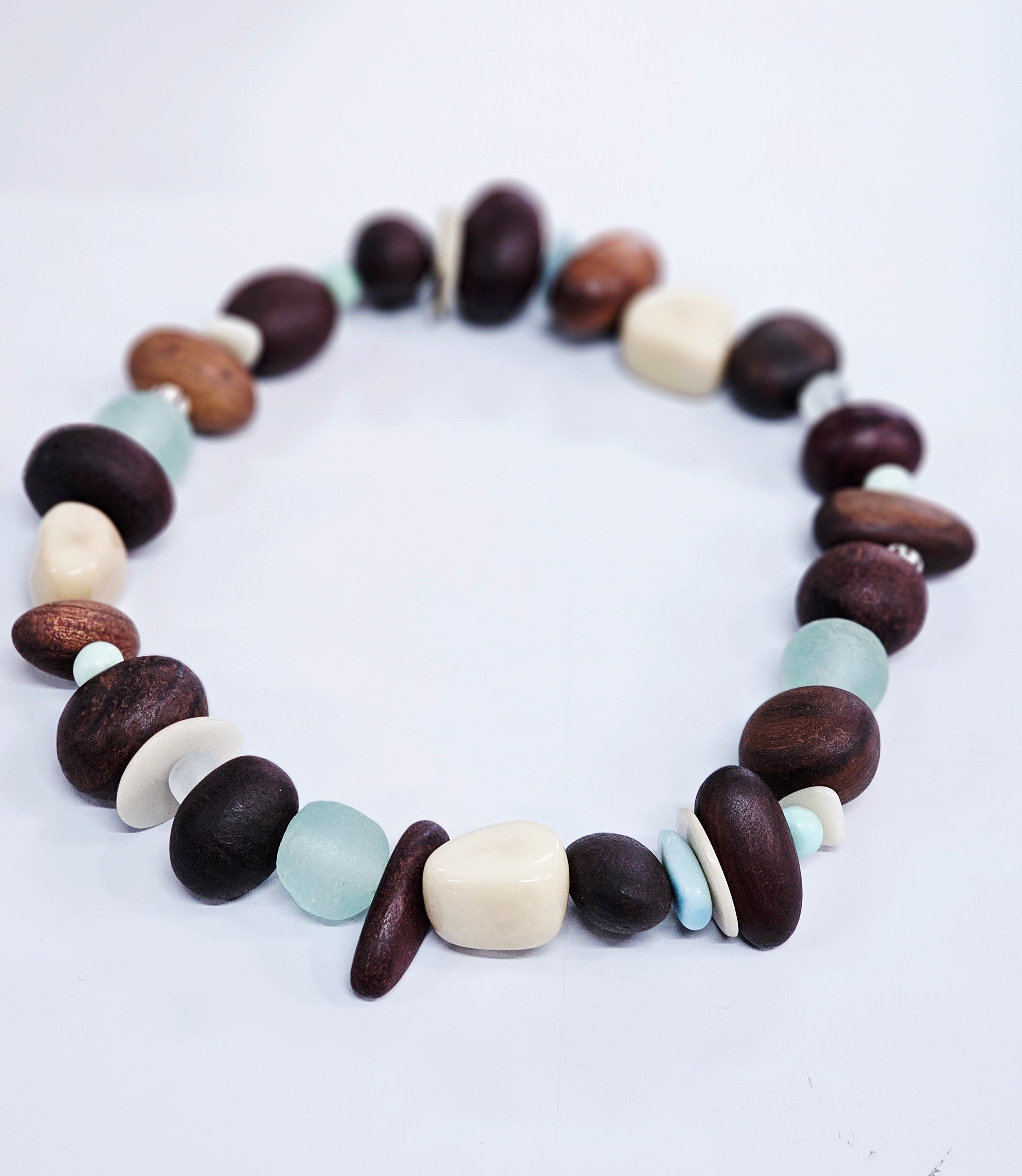 Eco Bead Necklace - Fakington Wild Eco Beads The Spotted Quoll Sea Foam 