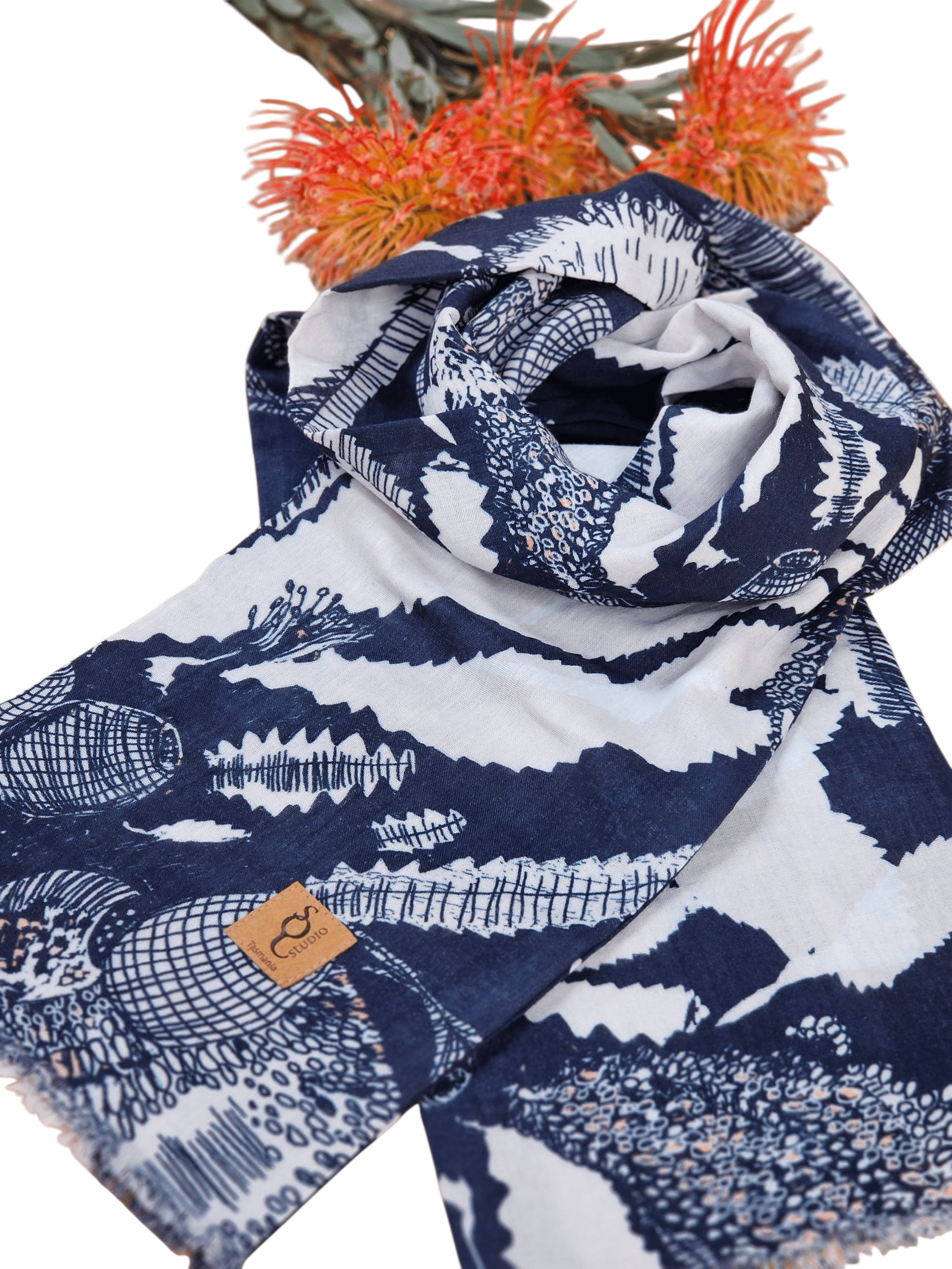 Original Sawtooth Banksia Organic Cotton Scarf scarf The Spotted Quoll 