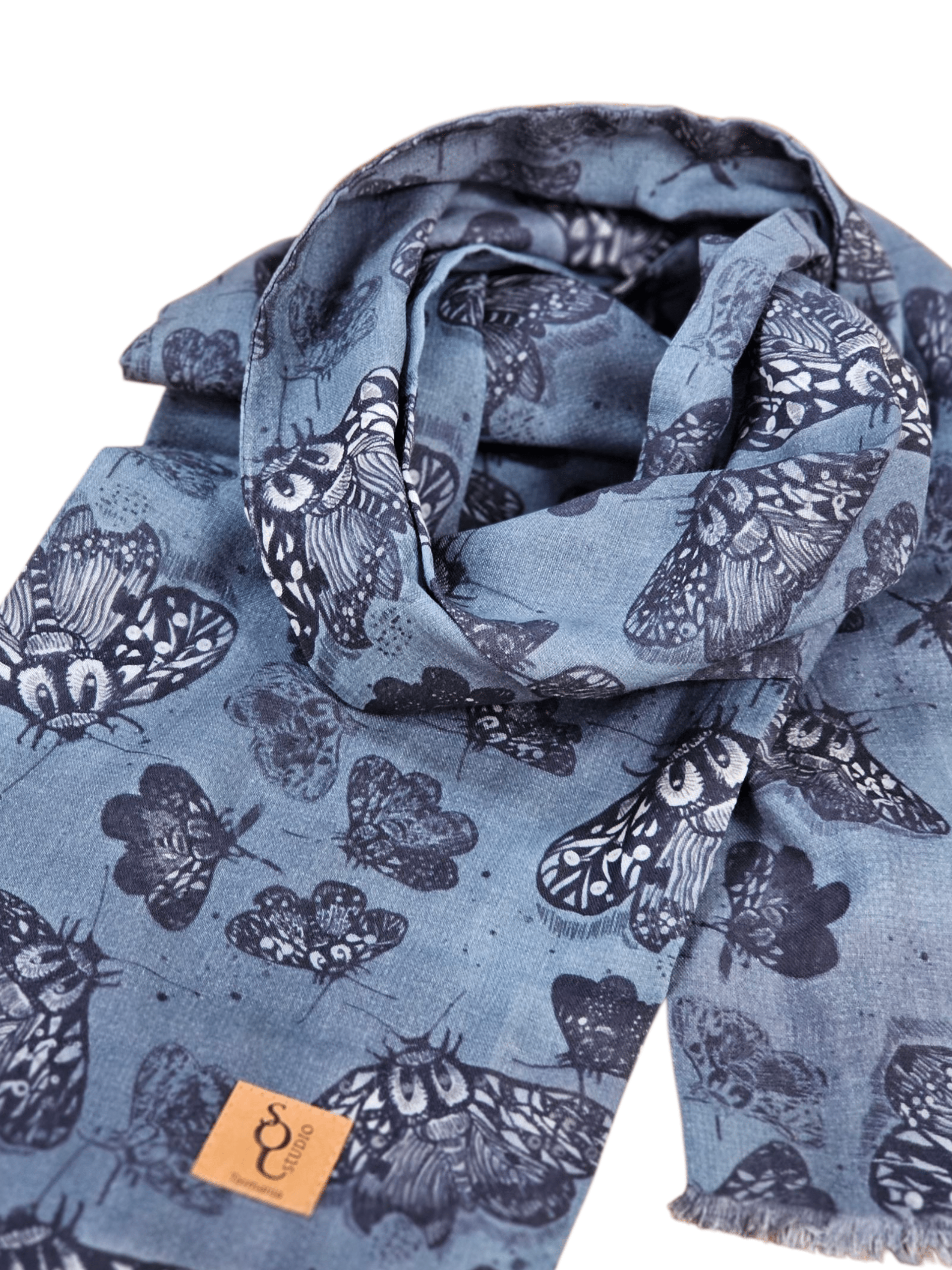 Slate Moth Organic Cotton Scarf scarf The Spotted Quoll 