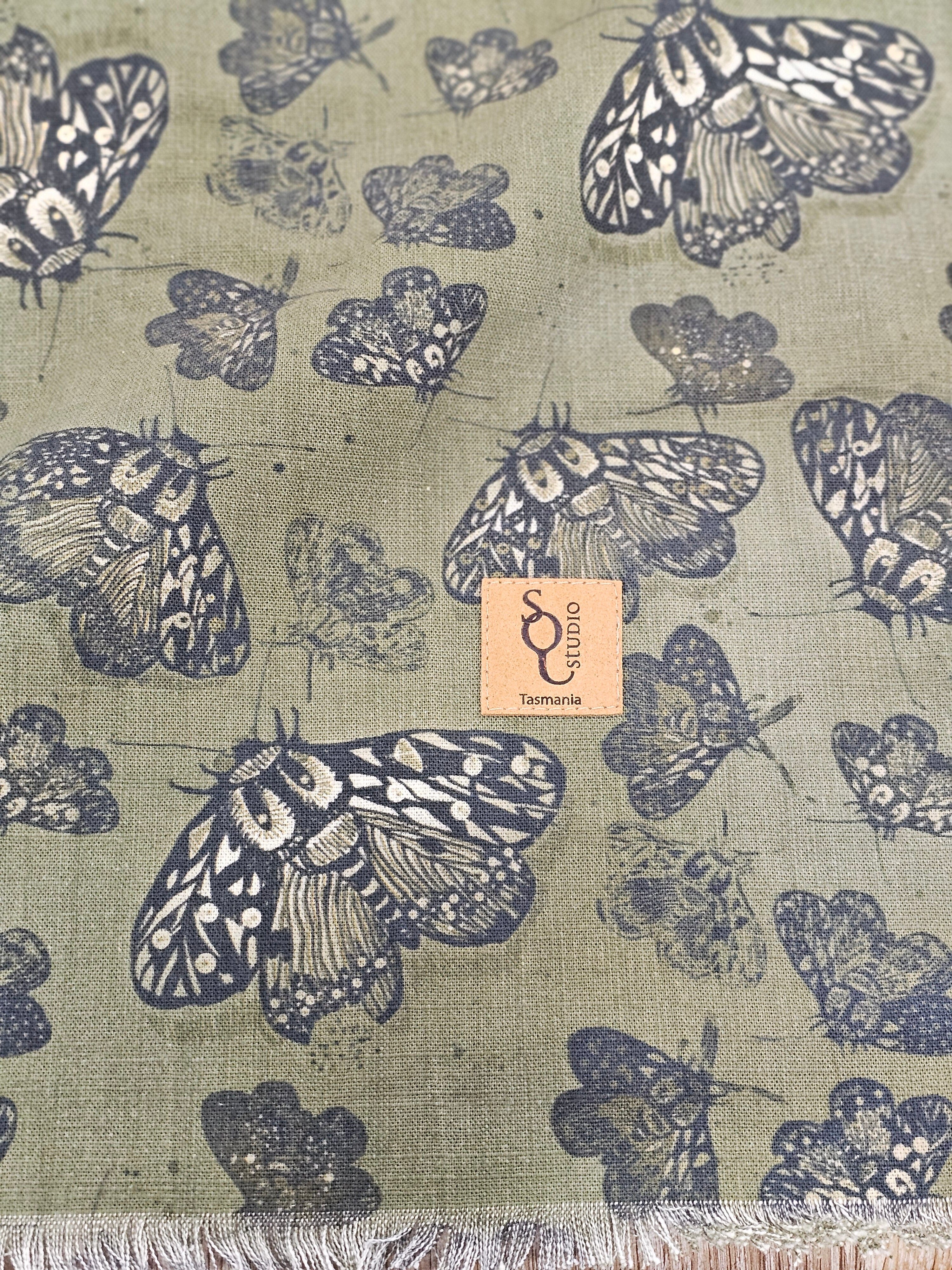 Organic Linen Table Cloth - Moss Moth table cloth The Spotted Quoll 