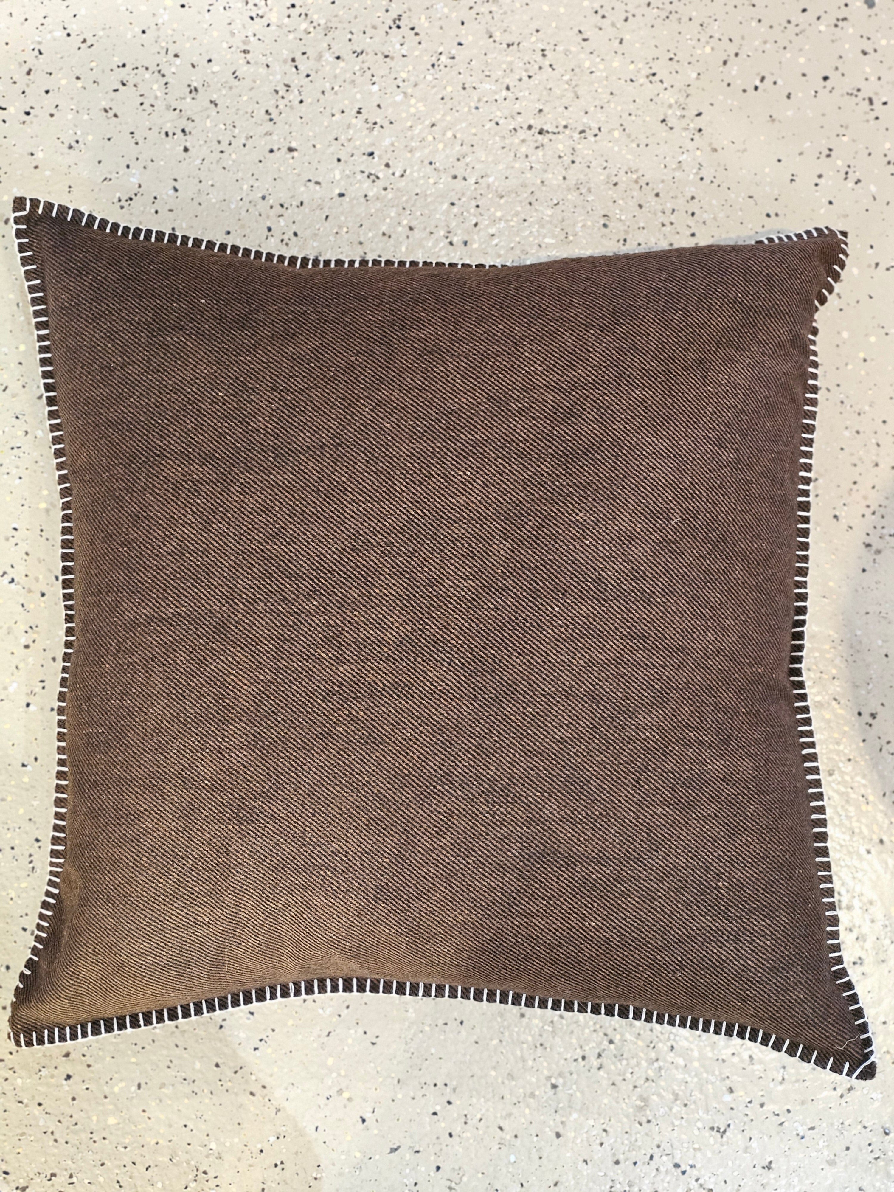Cocoa Twill Organic Wool Felt Cushions Cushions The Spotted Quoll Studio 60 x 60cm Cocoa Twill with Natural Stitch 