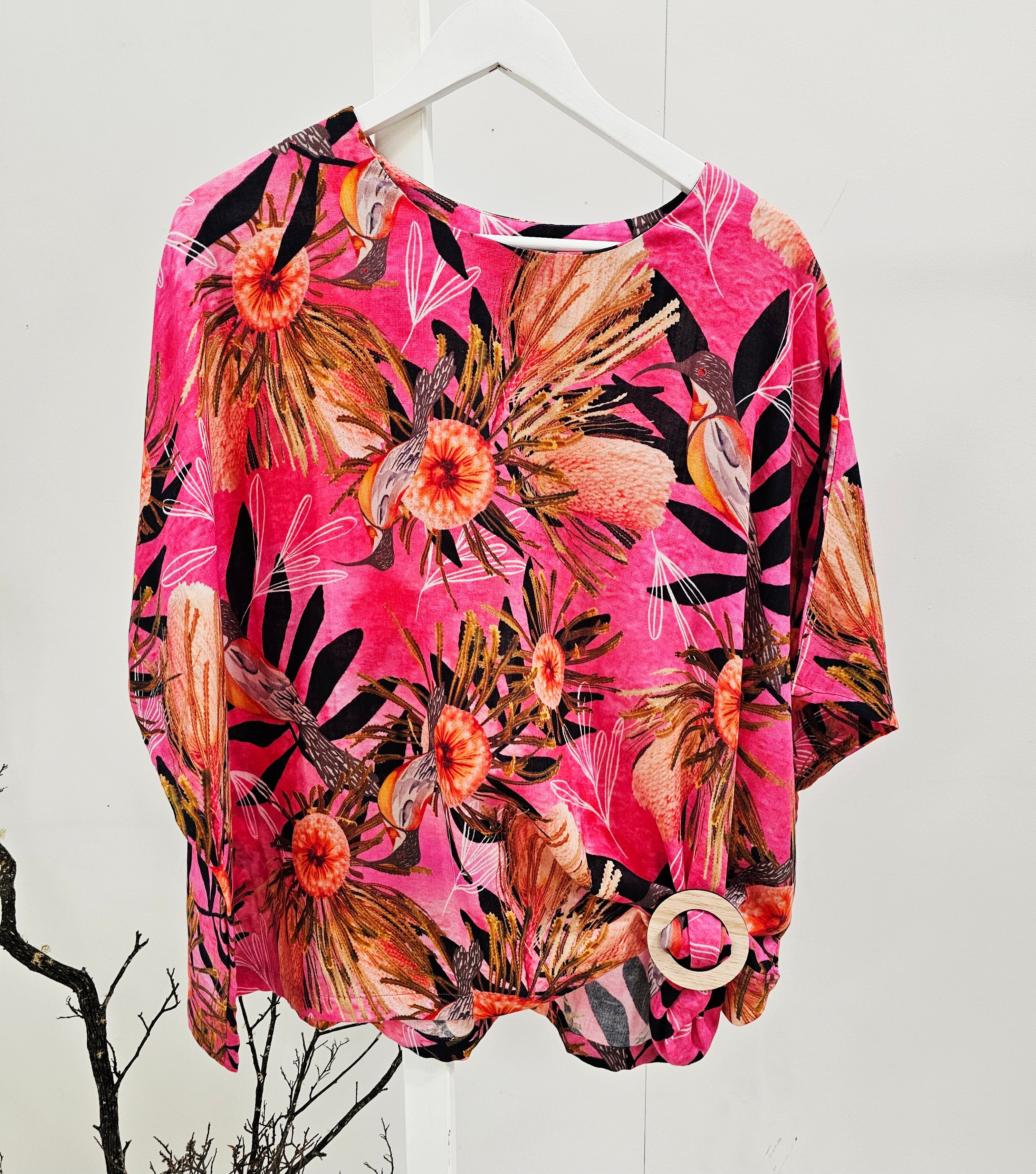 Freedom Top Organic Cotton DM - Pink Summer Bouquet Top The Spotted Quoll 