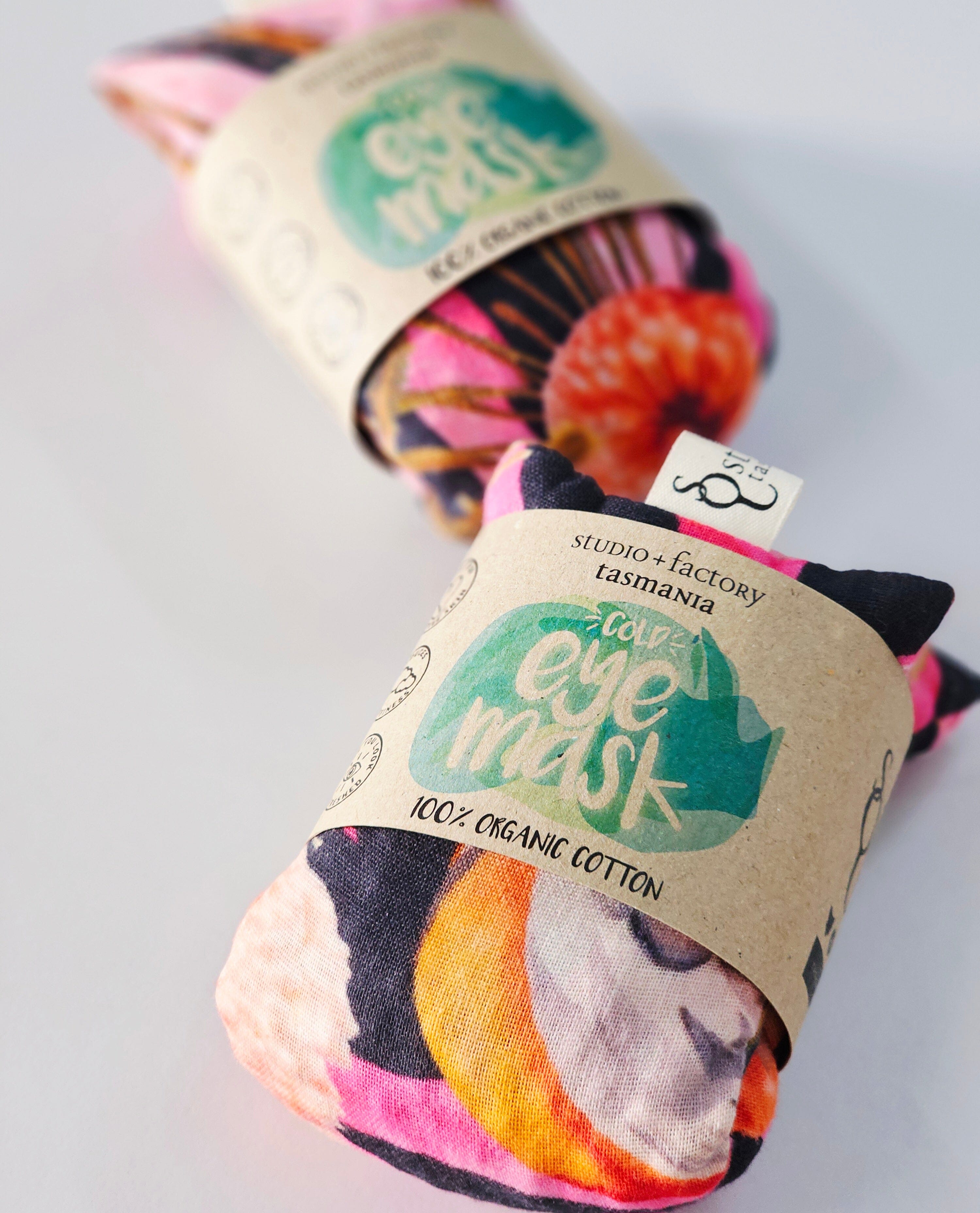 Cold Eye Mask - Relaxing & Refreshing face cloth The Spotted Quoll Pink Summer Bouquet 