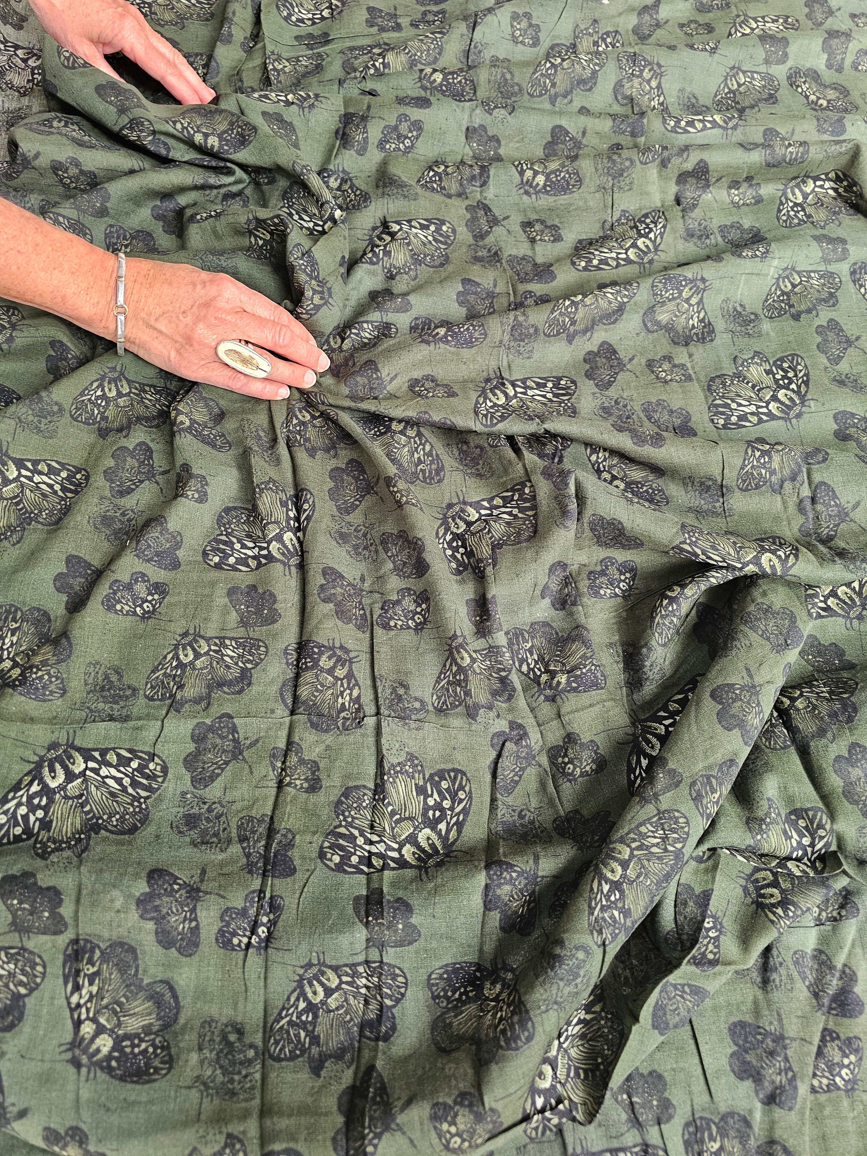 Fabric Organic Cotton Voile - By The Metre fabric The Spotted Quoll Studio .5M Moss Moth 