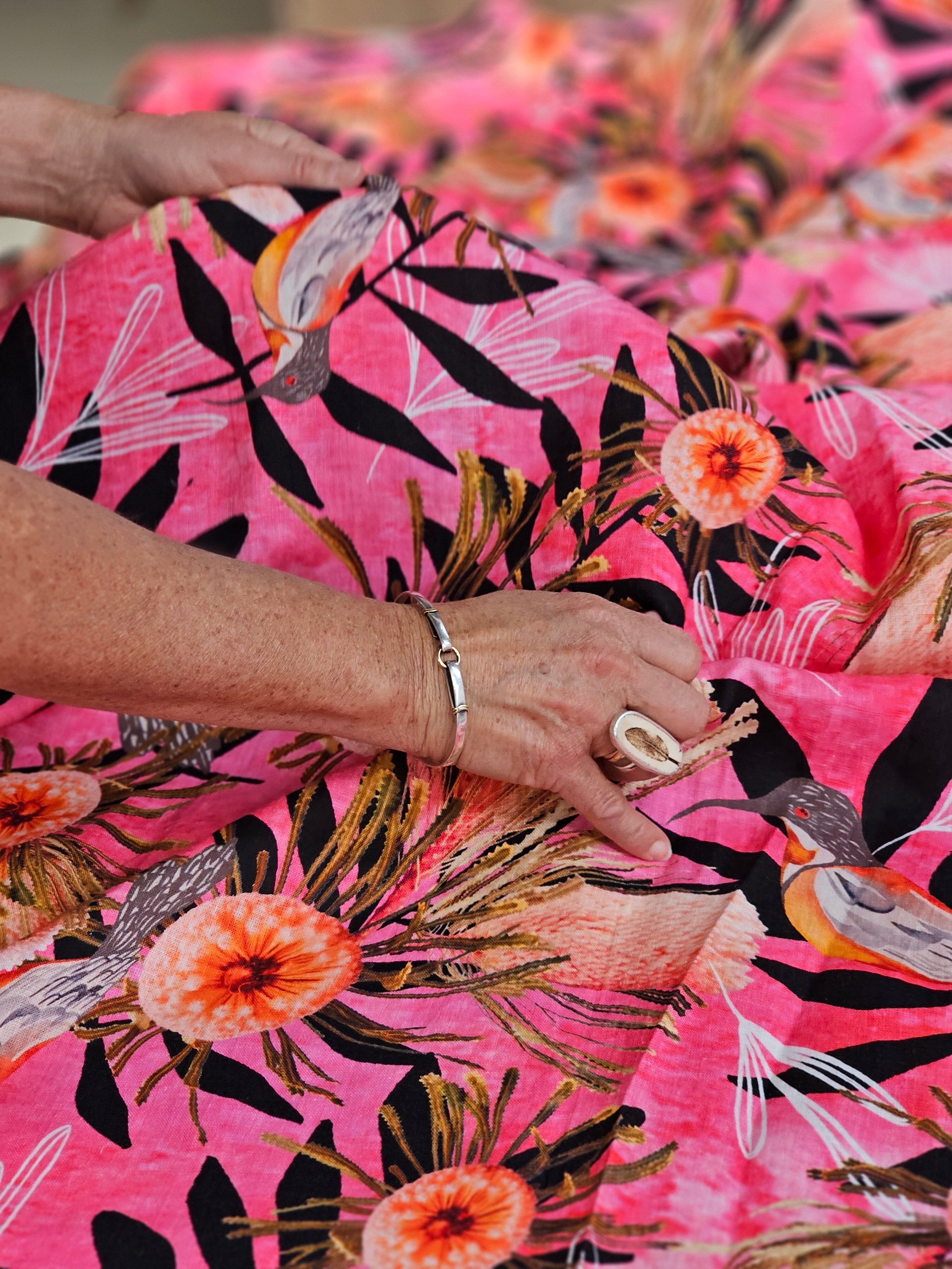 Fabric Organic Linen Hemp - By The Metre fabric The Spotted Quoll Studio .5M Summer Bouquet 