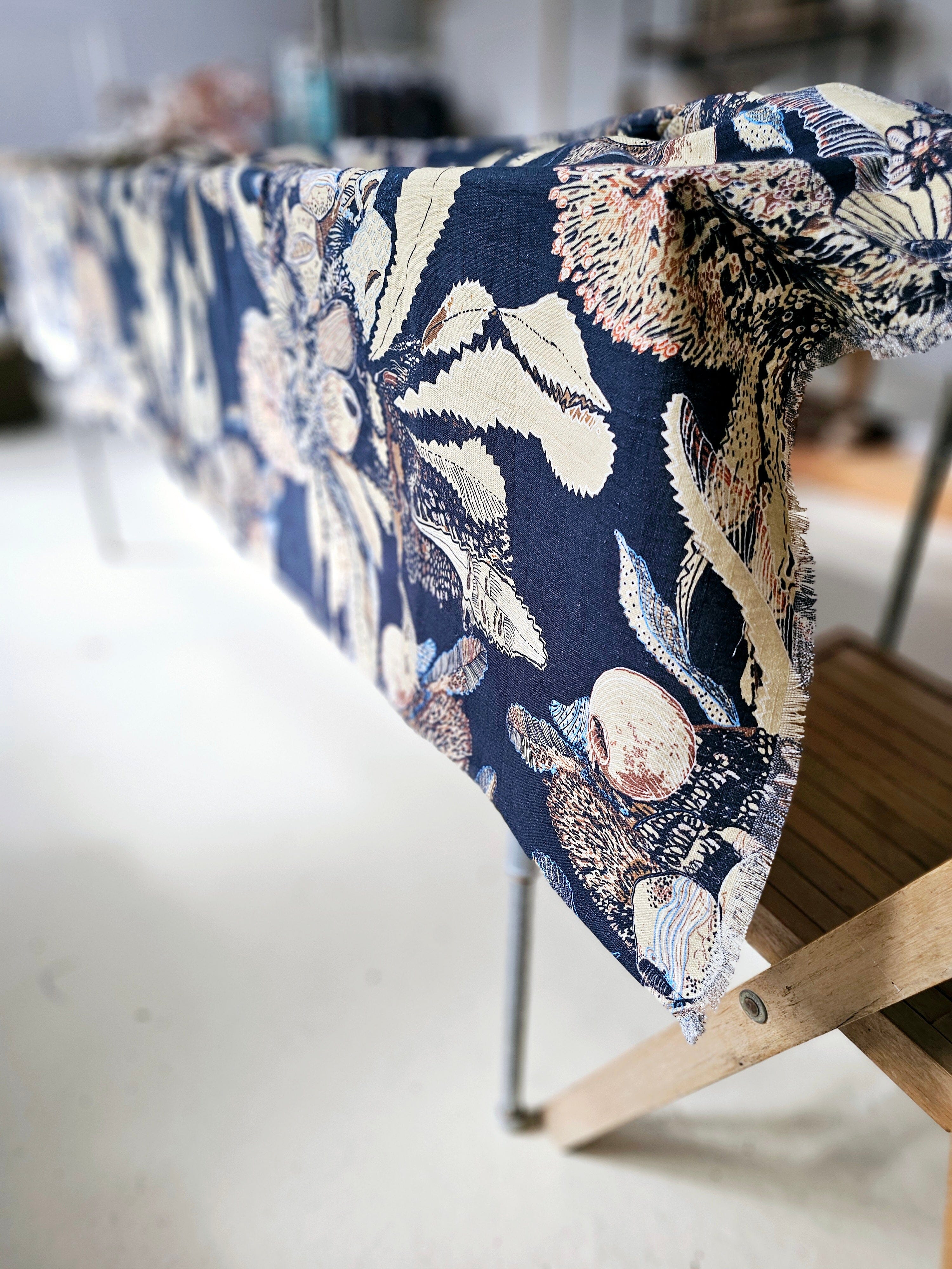 Organic Linen Table Cloth - Tawny Sawtooth Banksia table cloth The Spotted Quoll 