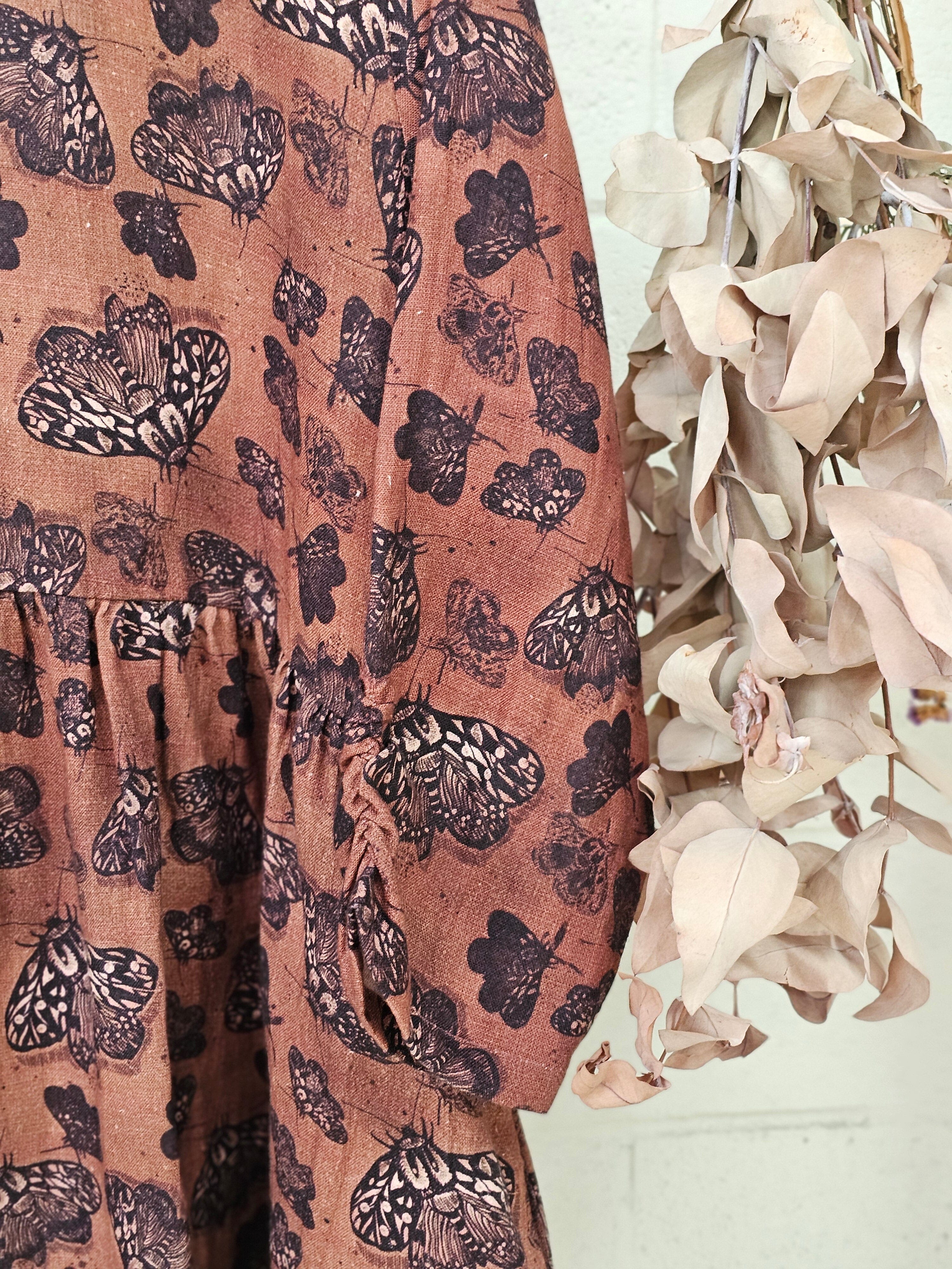 Organic Linen Peasant Dress - Cocoa Moth Dresses The Spotted Quoll 