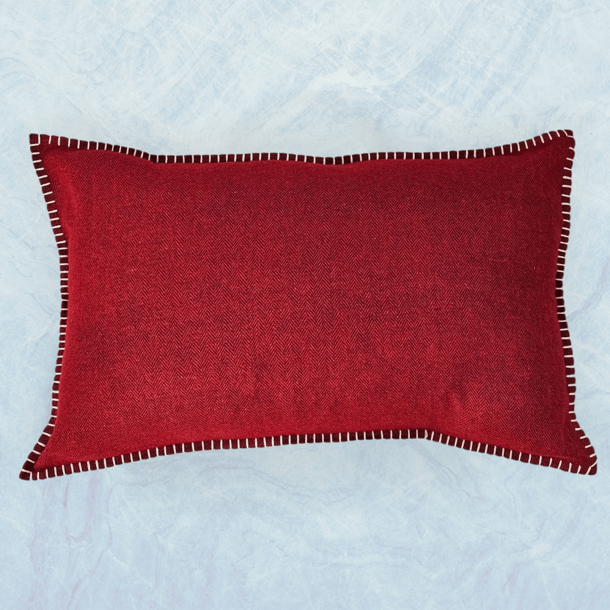 Barn Red Herringbone Organic Wool Felt Cushions Cushions The Spotted Quoll Studio 