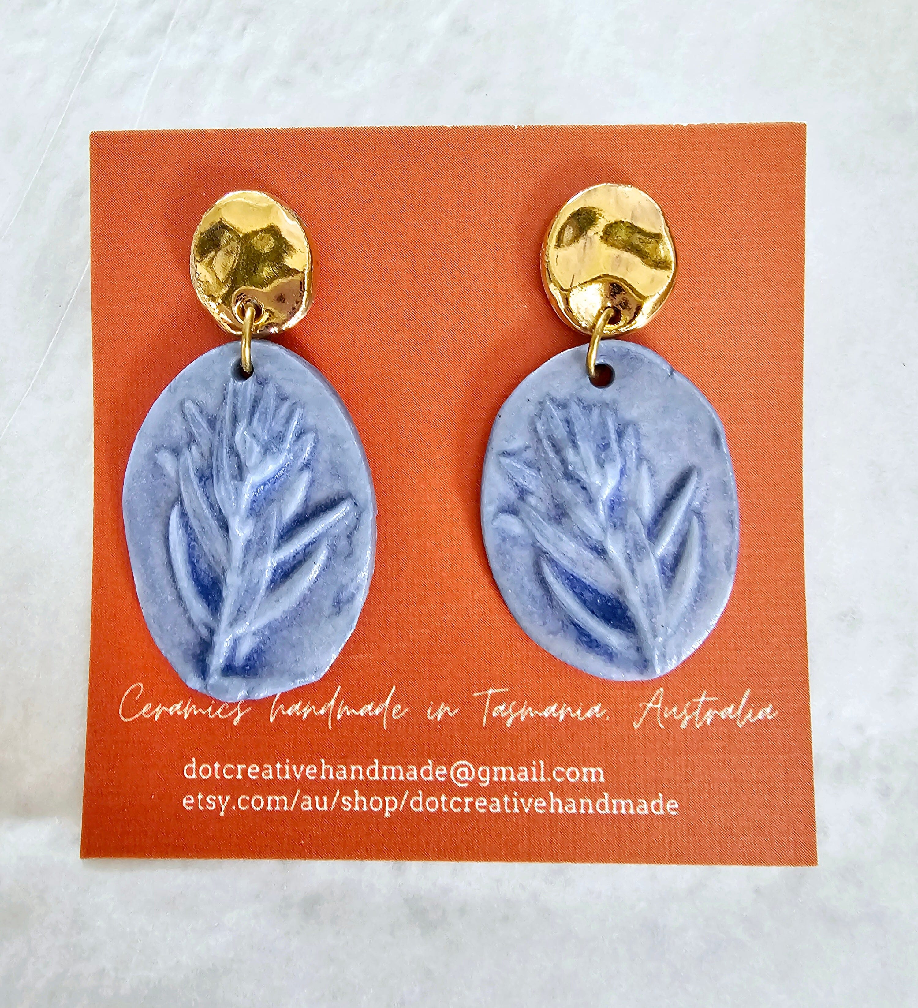 Ceramic Drop Earrings - DOT Creative Tasmania Earrings DOT creative Lavender Gold Drops 