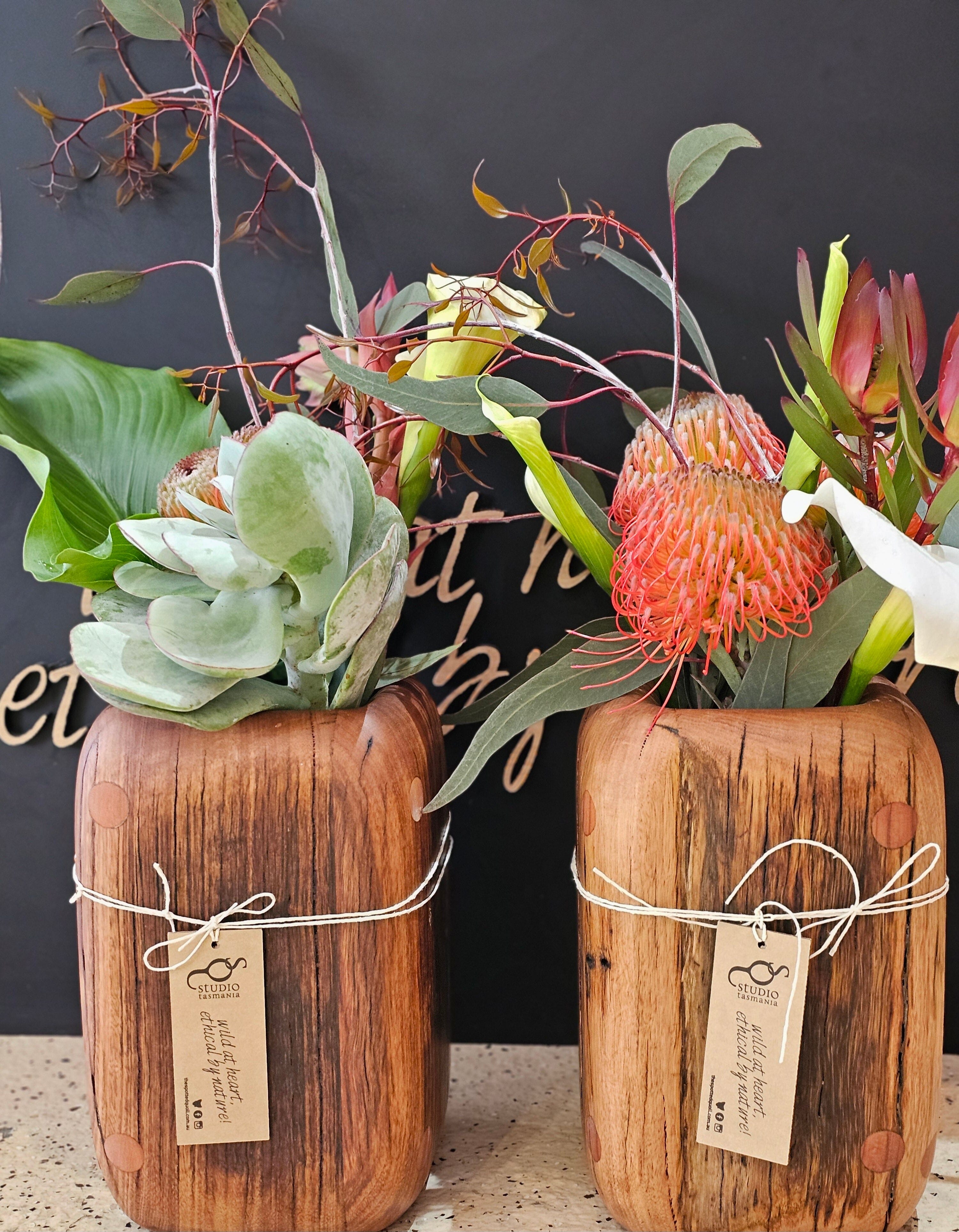 Reclaimed Timber Vases - Sideline Timber Vase Sideline Timber Large with Dowl (27cm x 17cm) 