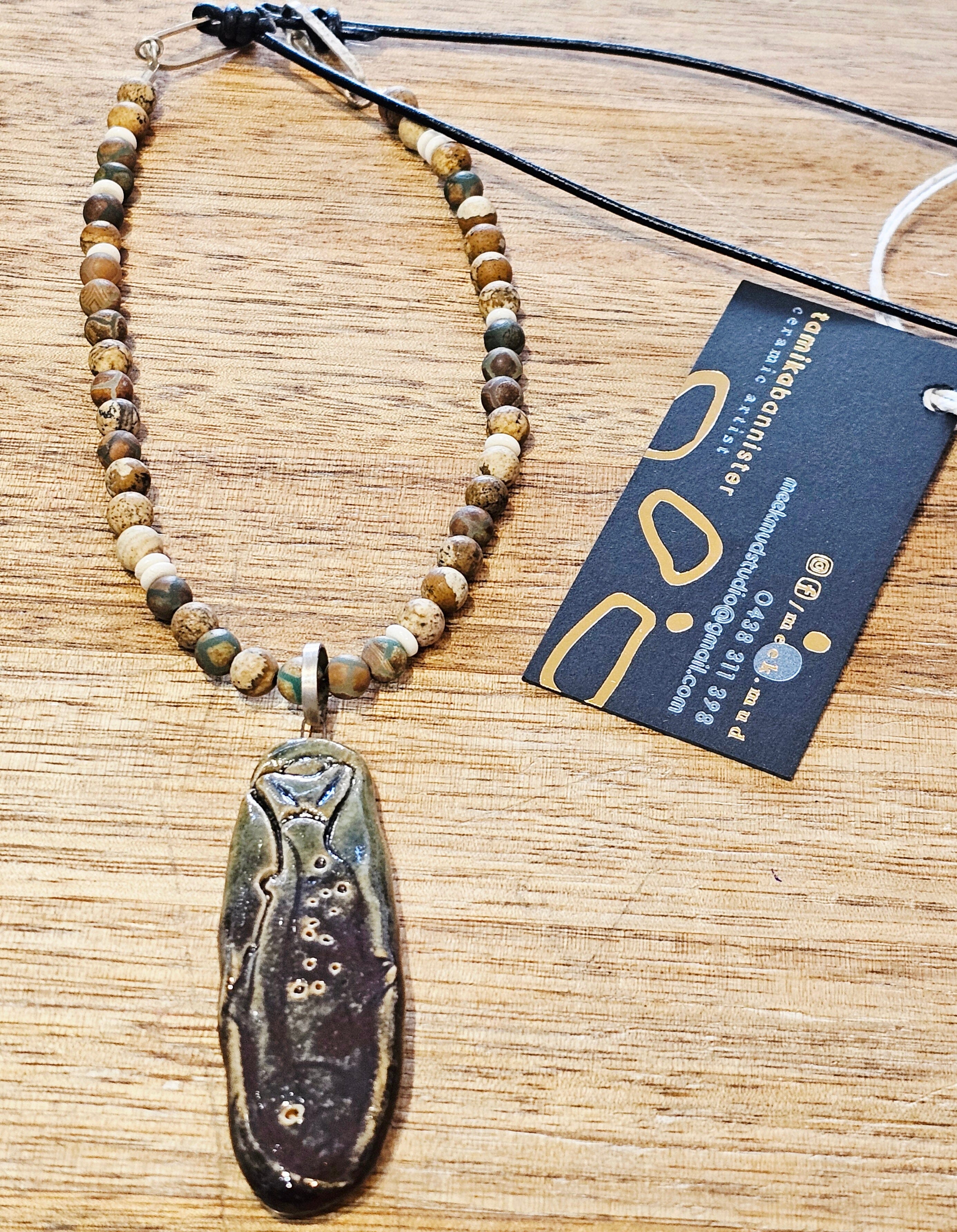 Ceramic & Silver Jewellery - Forest Floor Earrings Jillian Jak & Meek Mud Semi Precious Fish 