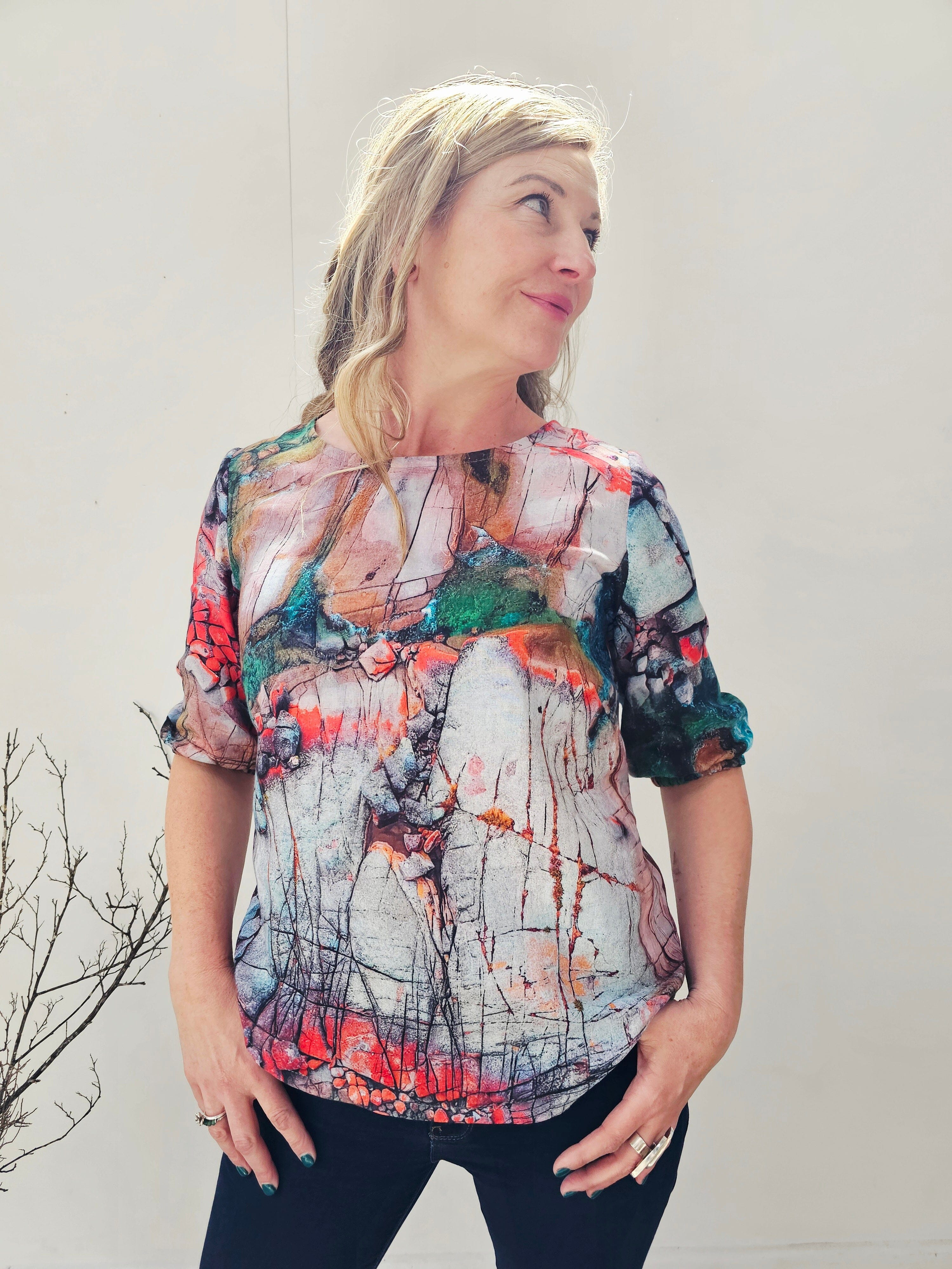 Lady Jane Bishops Sleeve Blouse - Aerial Bay of Fires top The Spotted Quoll 