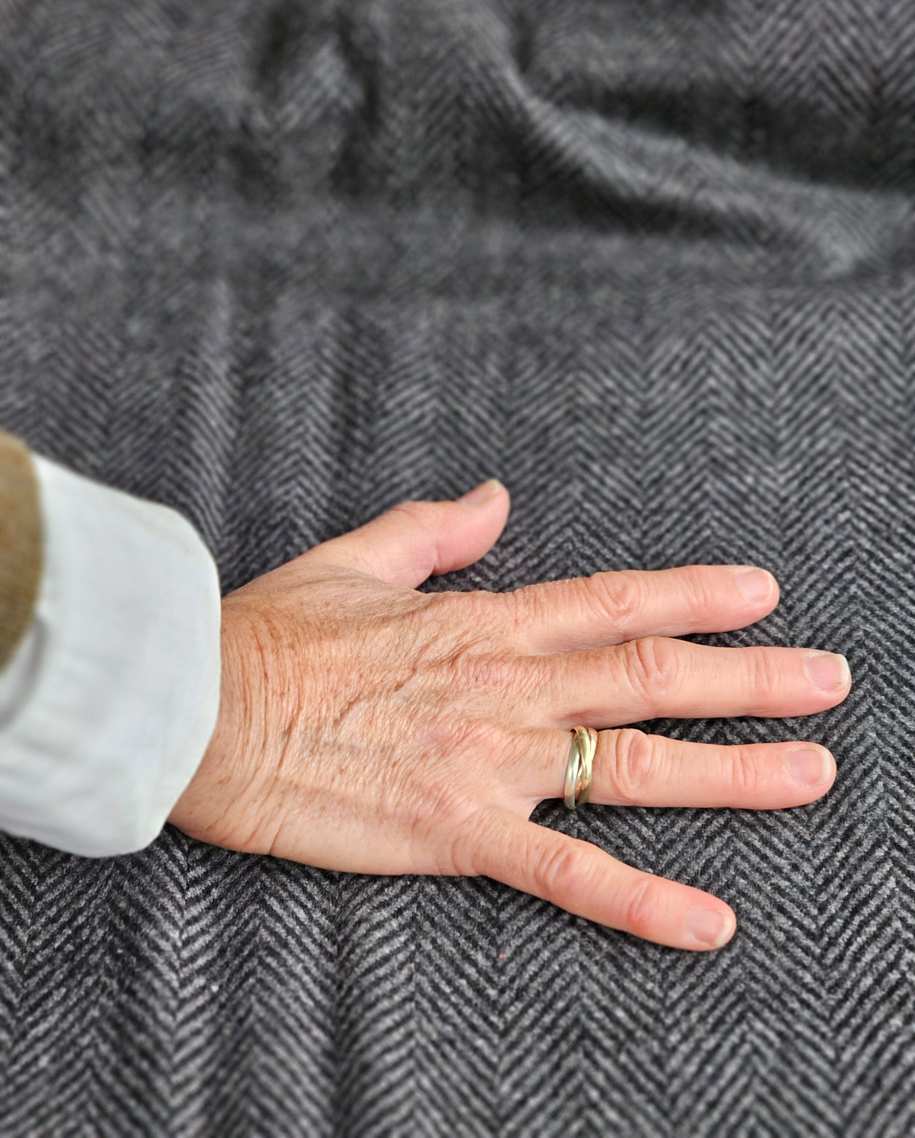 Fabric Organic Felt Wool - By The Metre fabric The Spotted Quoll Studio .5M Herringbone Charcoal 