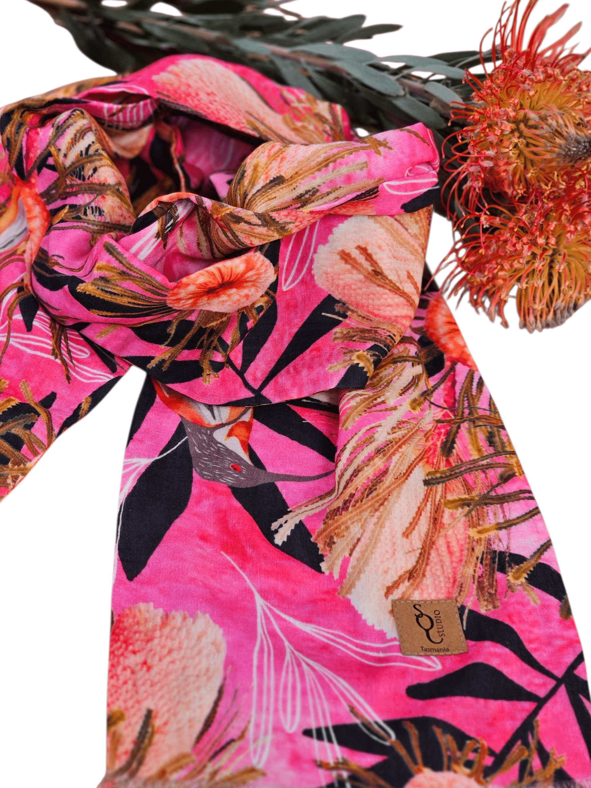 Pink Summer Bouquet Organic Cotton Scarf scarf The Spotted Quoll 