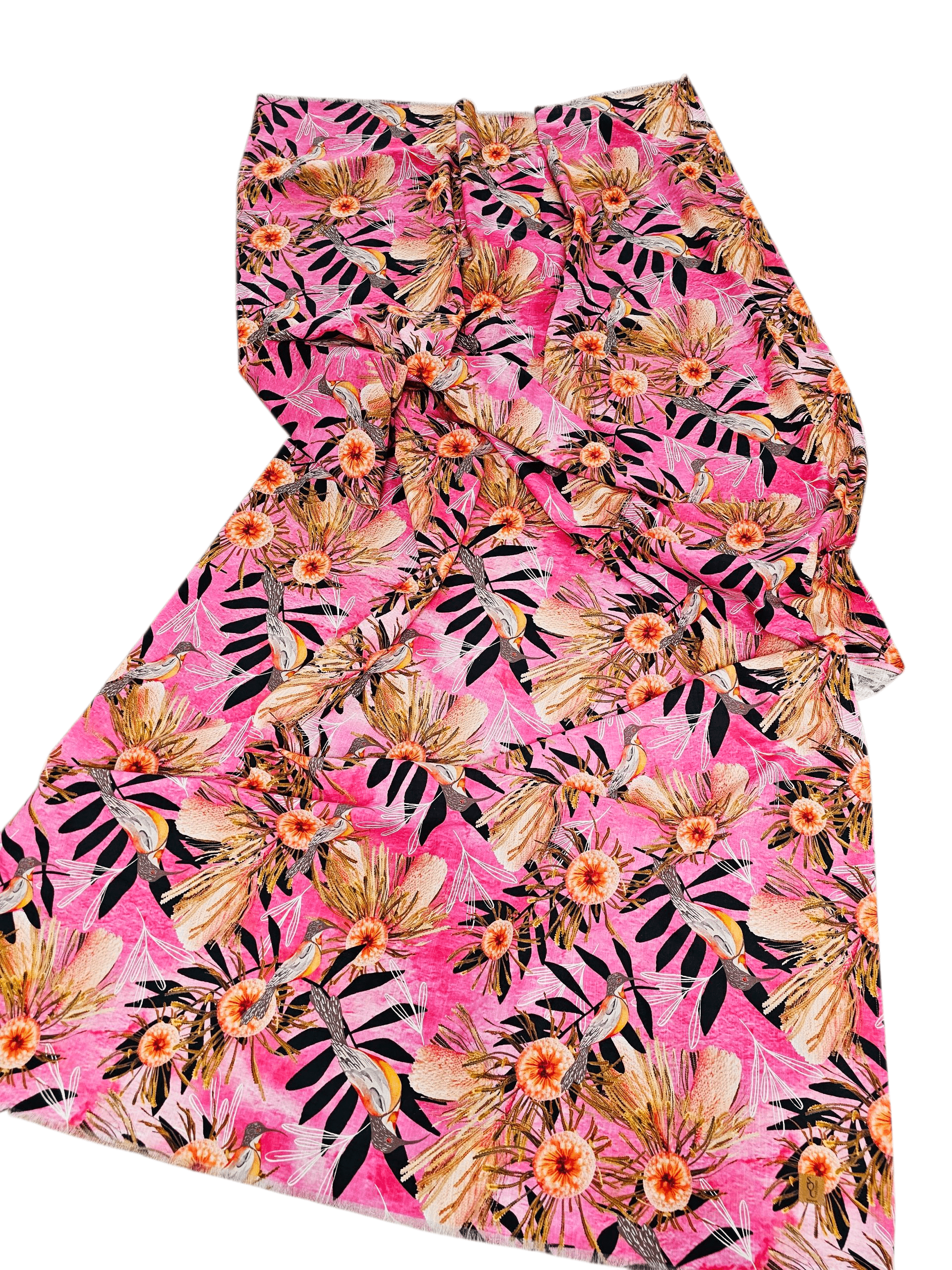 Printed Organic Linen Table Cloth - Pink Summer Bouquet table cloth The Spotted Quoll 