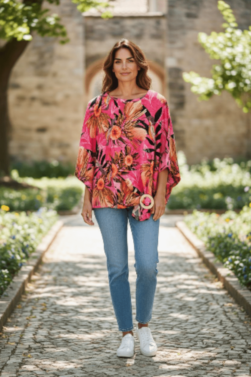 Freedom Top Organic Cotton DM - Pink Summer Bouquet Top The Spotted Quoll 