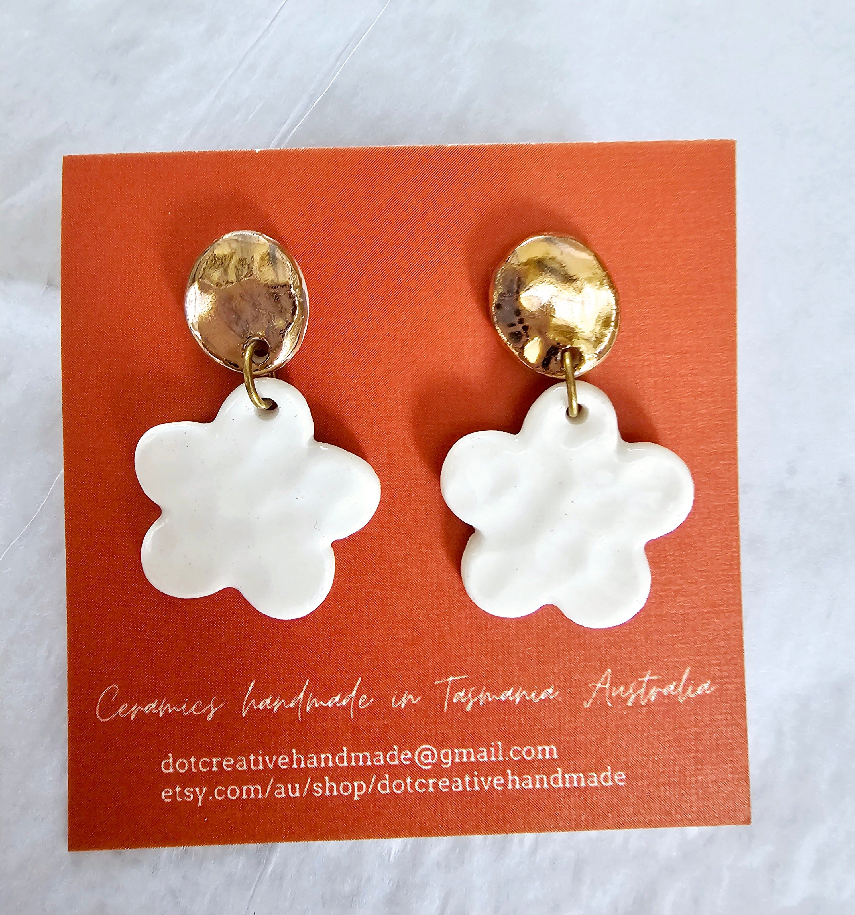 Ceramic Drop Earrings - DOT Creative Tasmania Earrings DOT creative Gold Daisy 