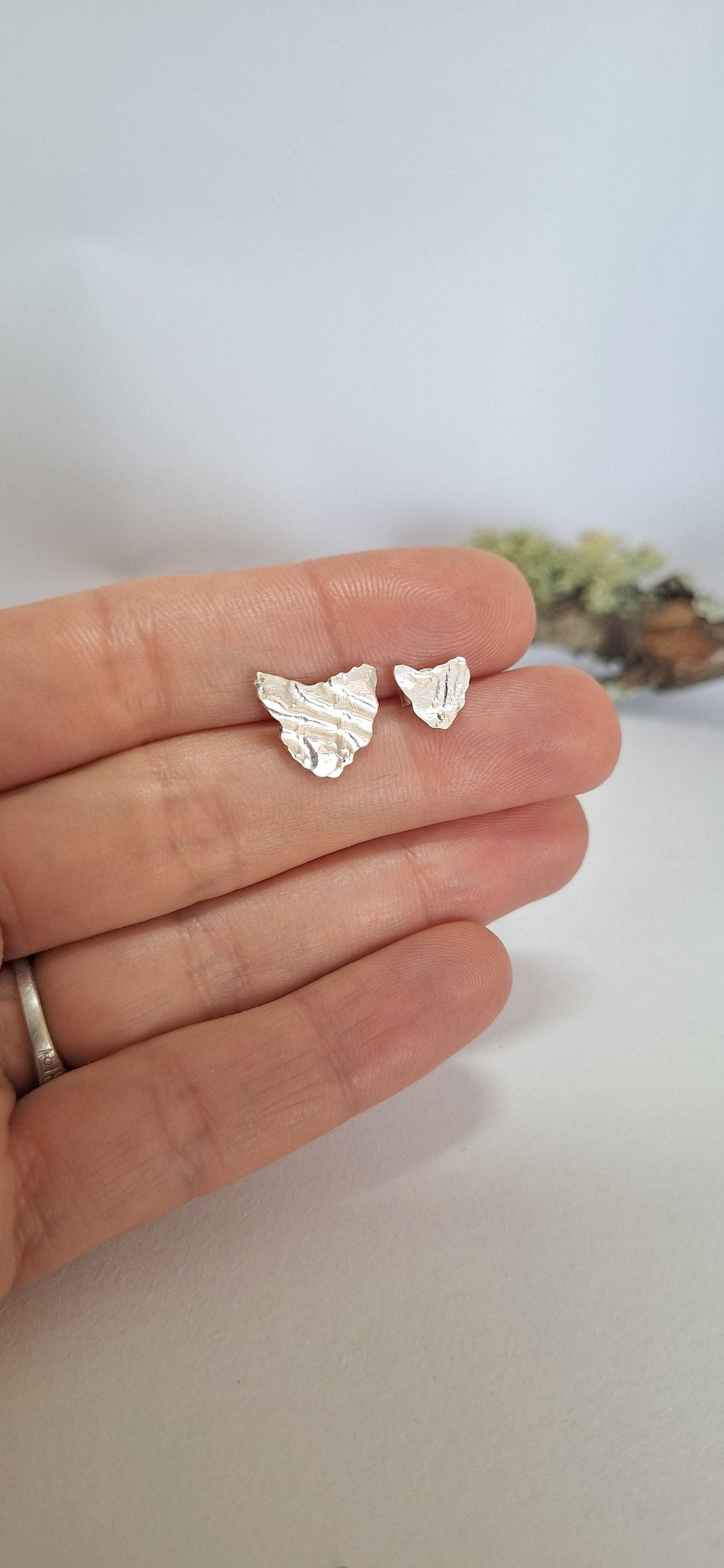 Embossed Tasmanian Silver and Brass Earrings - Hulley Jewellery Earrings Hulley Jewellery Tassie Stud Earrings Large 