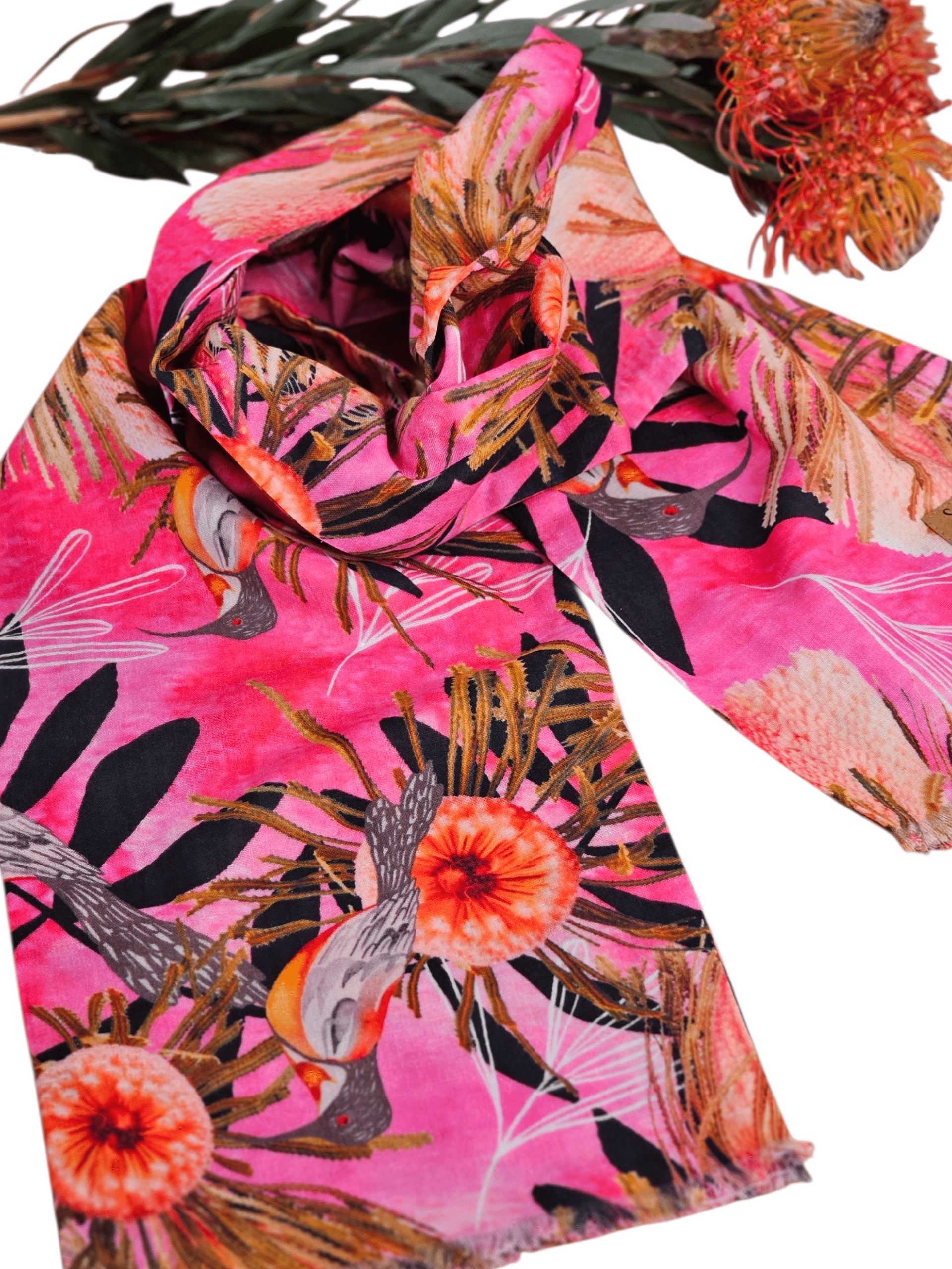 Pink Summer Bouquet Organic Cotton Scarf scarf The Spotted Quoll 
