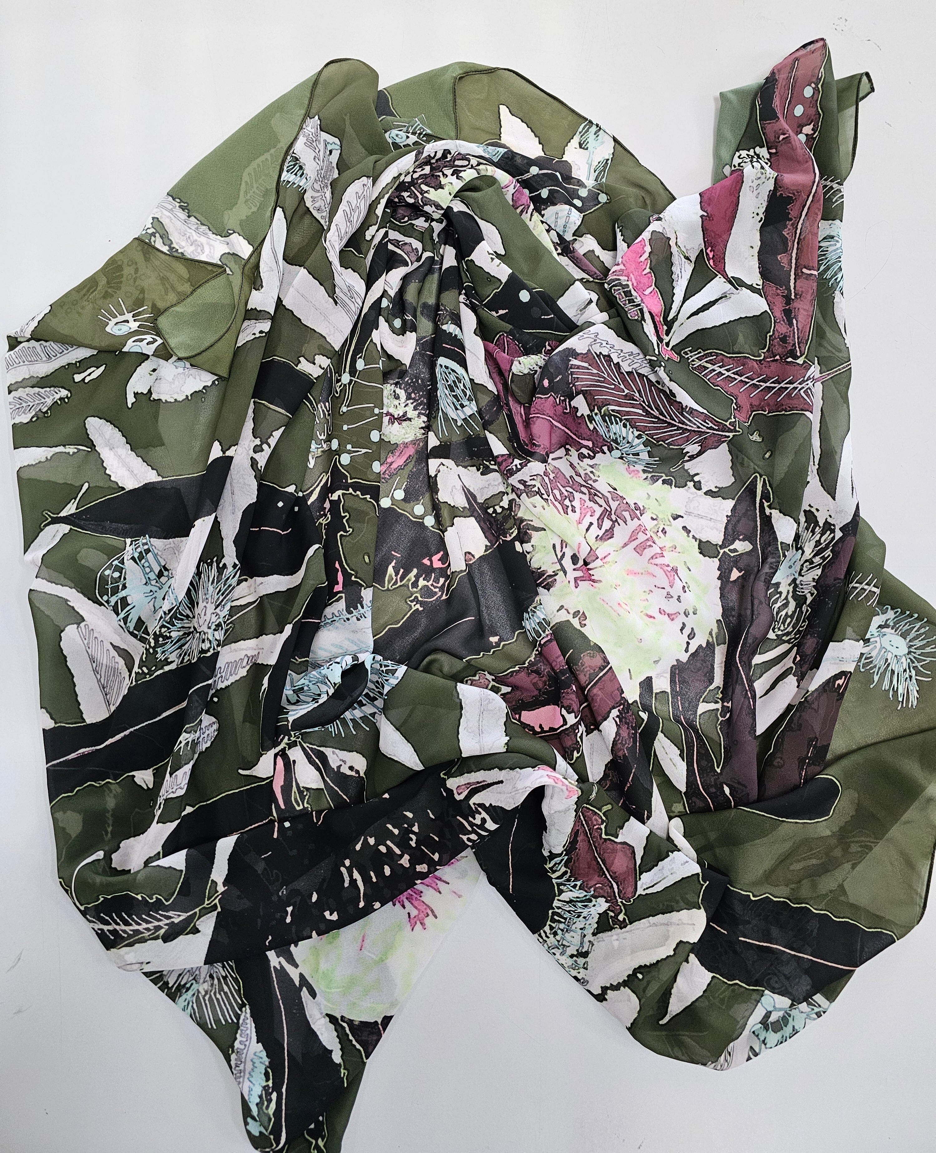 Silken Chic Scarves - Bush Craft Scarf The Spotted Quoll Studio 