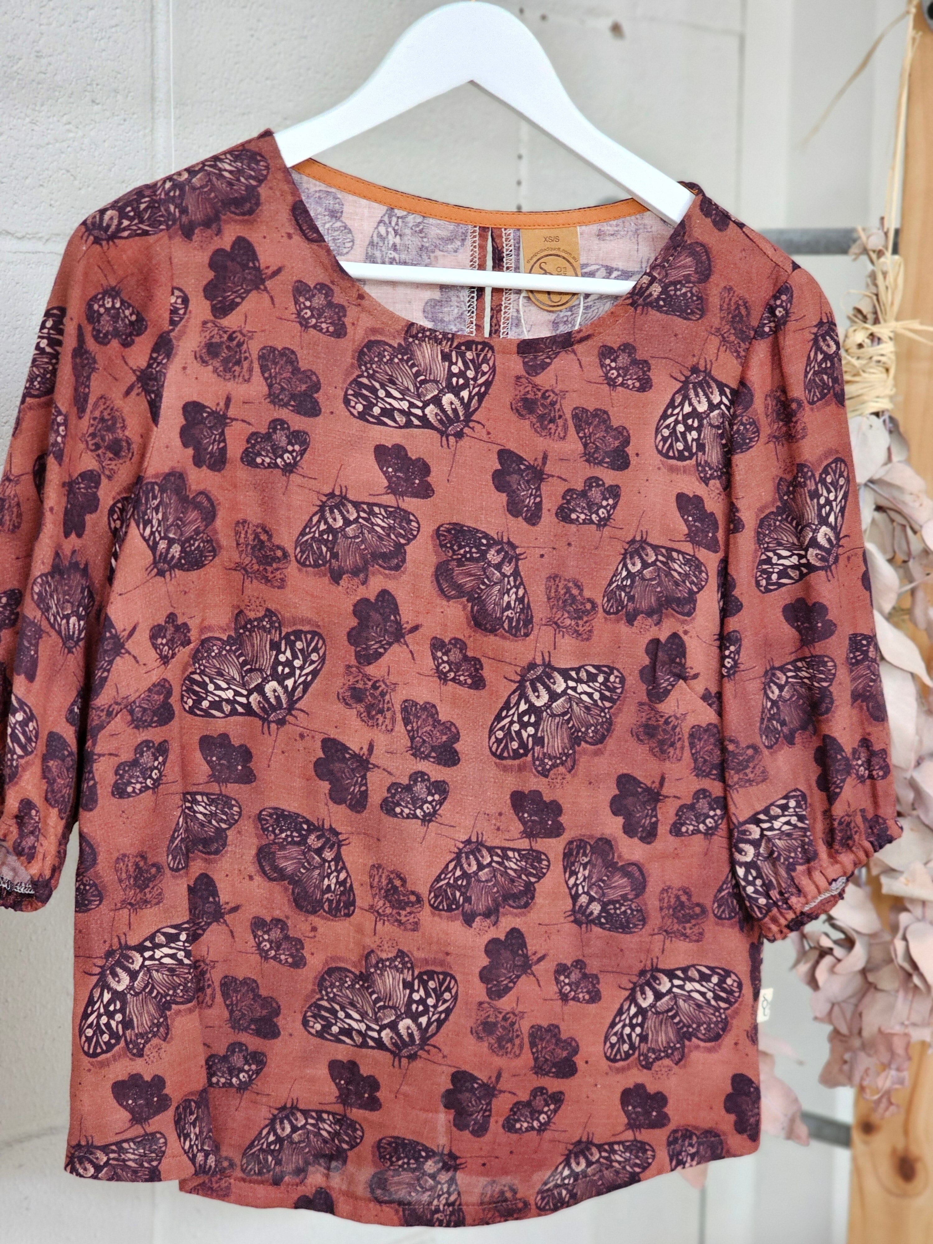 Lady Jane Bishops Sleeve Blouse - Cocoa Moth top The Spotted Quoll 